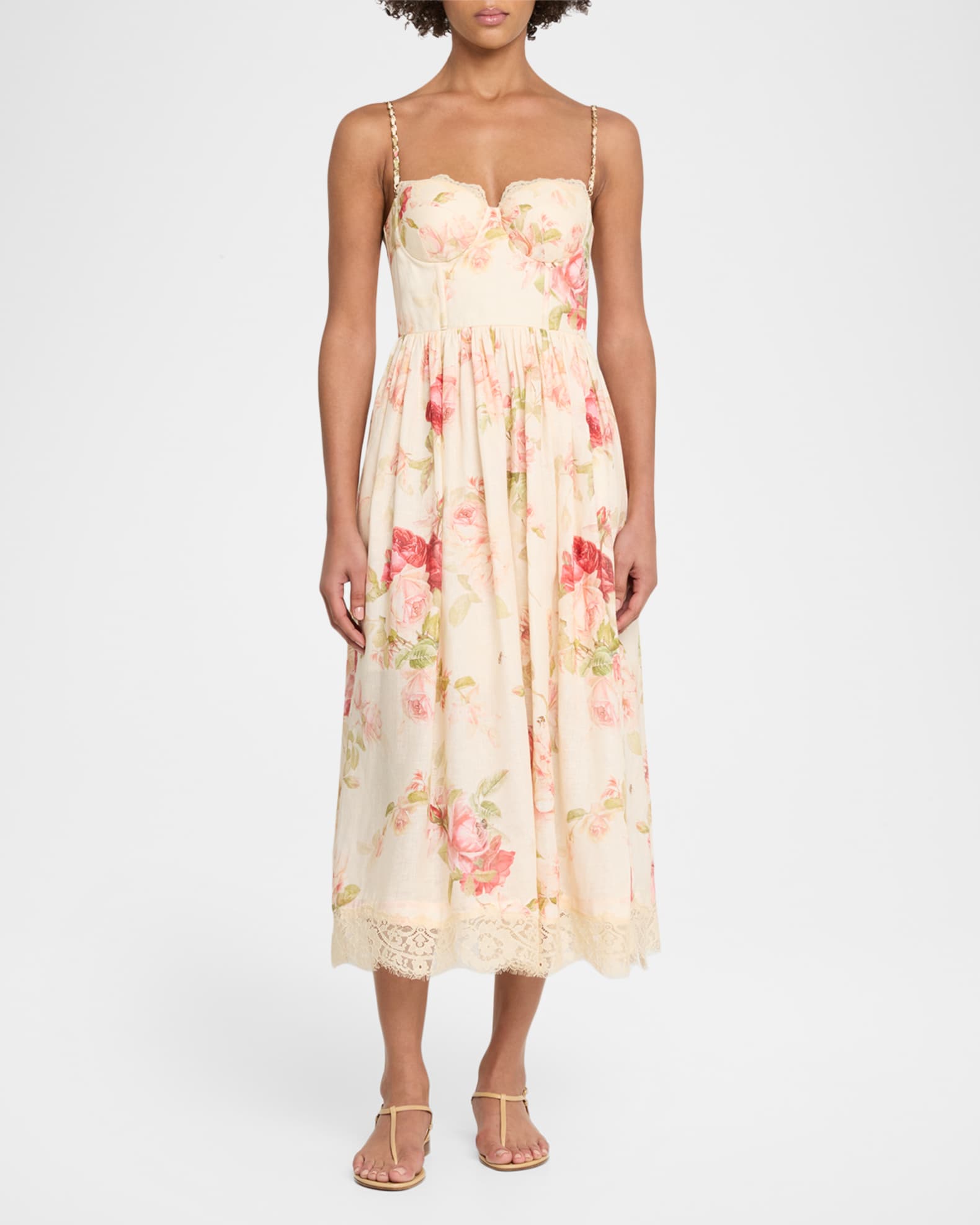 Zimmermann Roselight Corset Midi Dress | Neiman Marcus