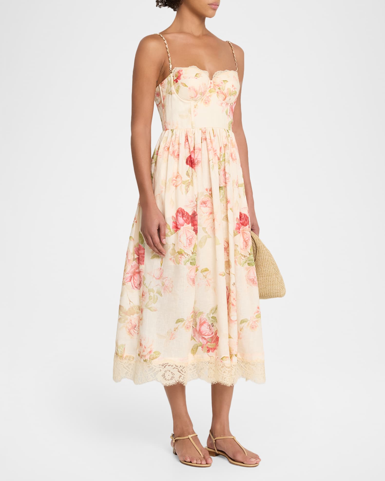 Zimmermann Roselight Corset Midi Dress | Neiman Marcus