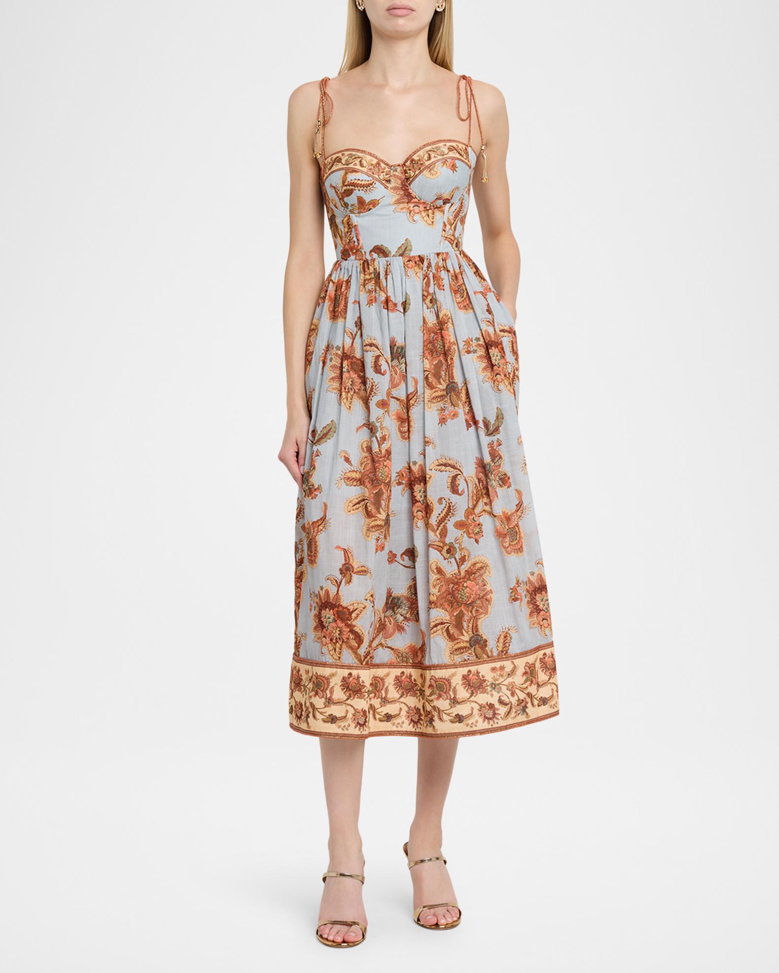 Zimmermann Aster Corset Midi Dress in Baby Blue