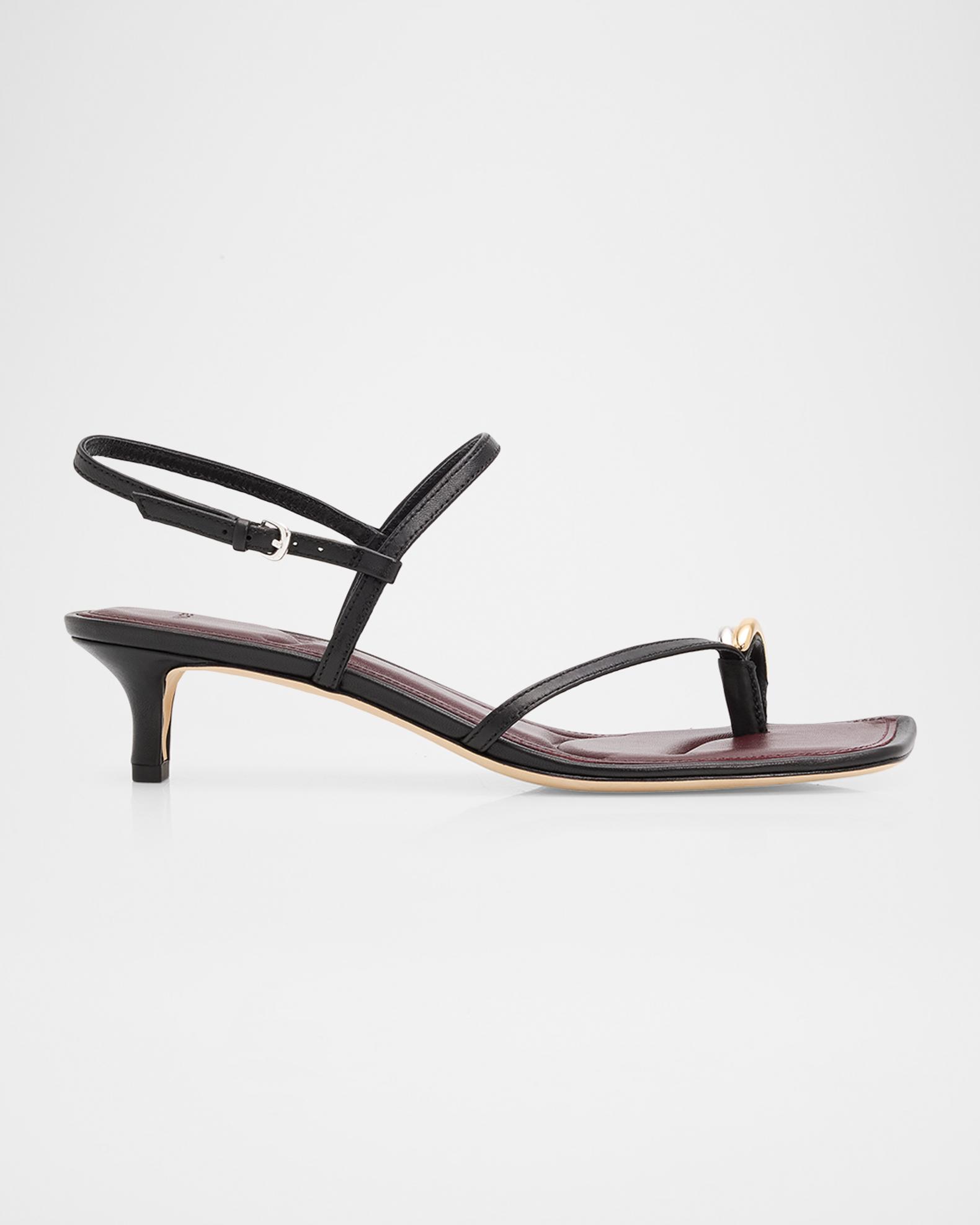 Vince 40mm Polli Leather Kitten-Heel Sandals | Neiman Marcus