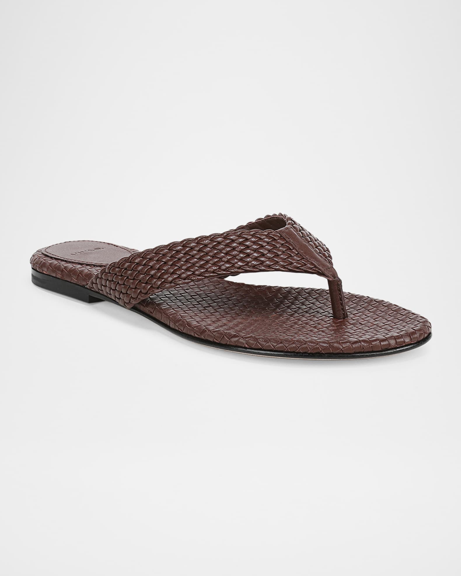 Vince Lotus Woven Leather Flat Thong Sandals | Neiman Marcus