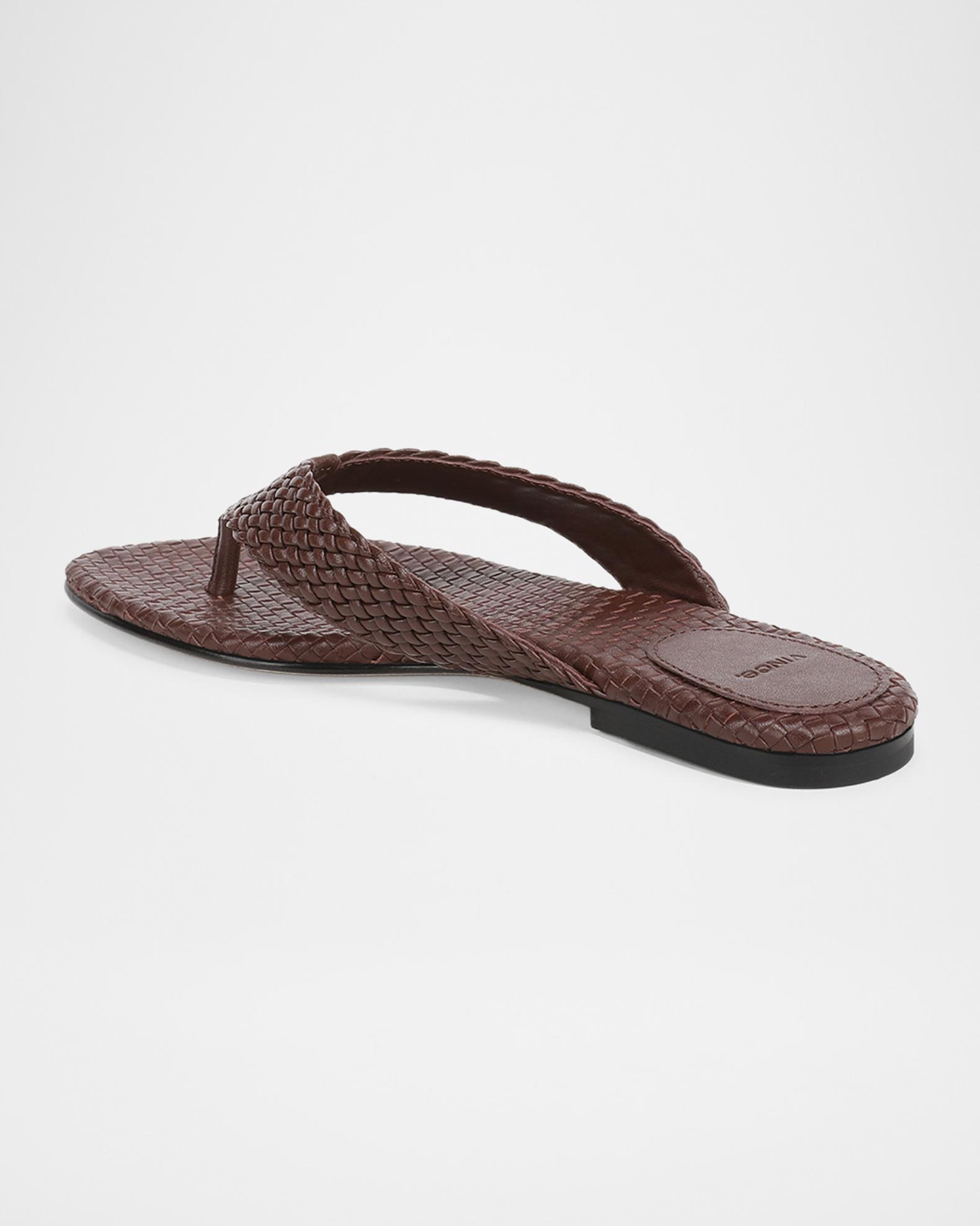 Vince Lotus Woven Leather Flat Thong Sandals | Neiman Marcus