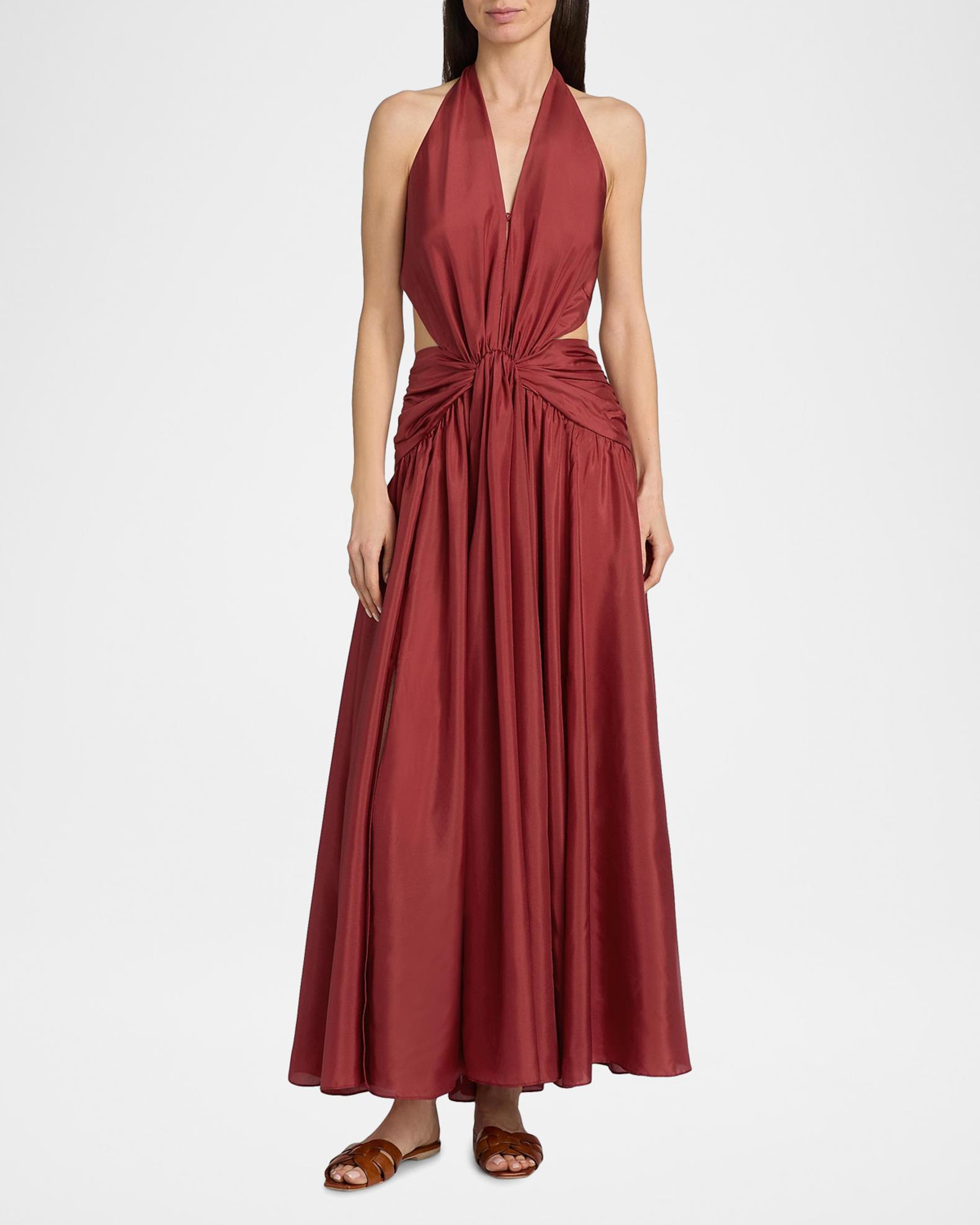 zimmermann ascension plunge halter maxi dress Indra in Red event:Pageant