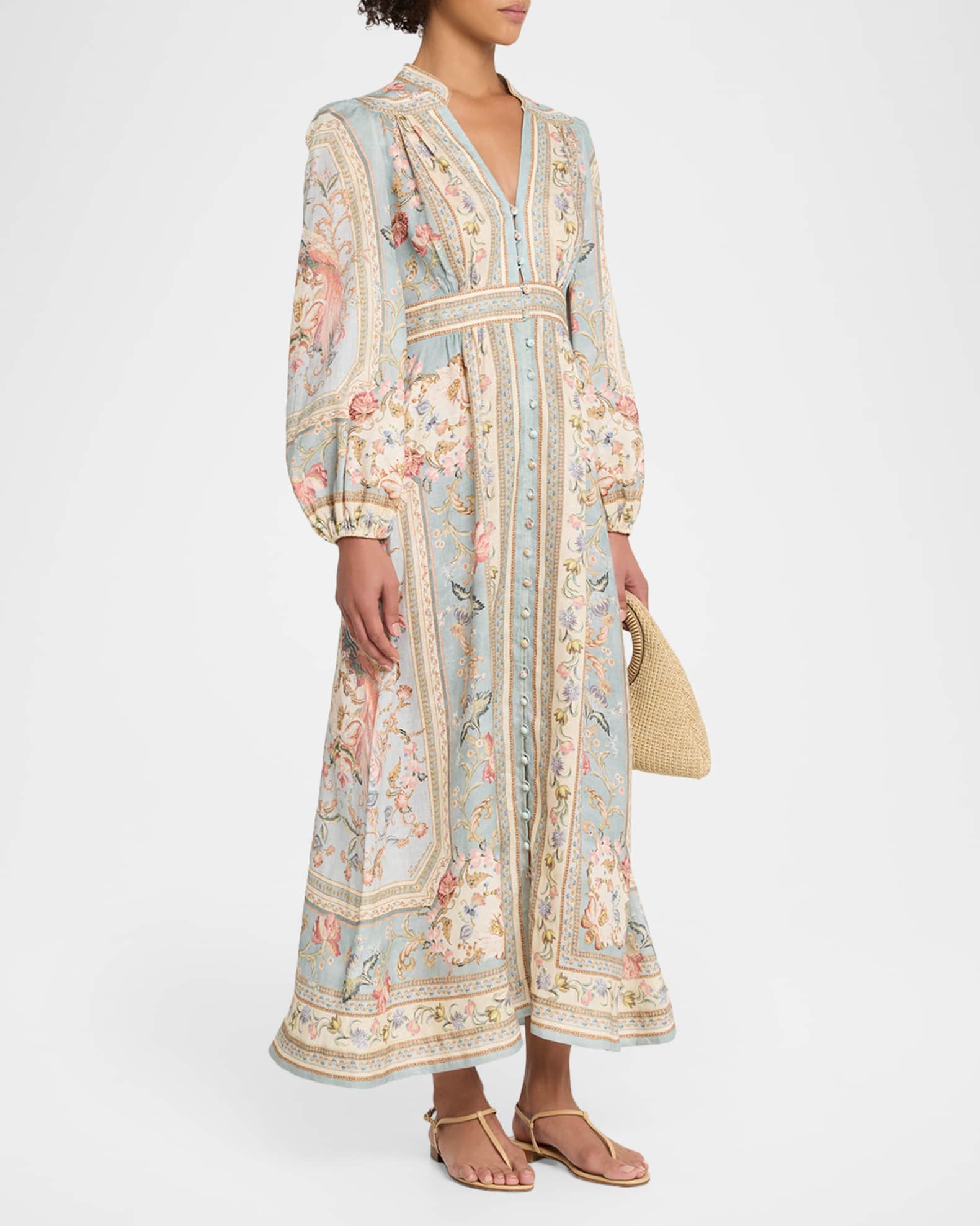 Zimmermann Roselight Plunge Midi Dress | Neiman Marcus