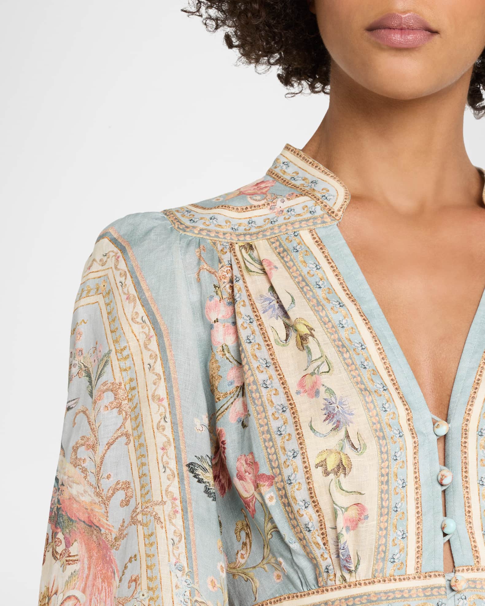 zimmermann lyrical flare sleeve midi dress Vestido Lyrical Buttoned main image 1
