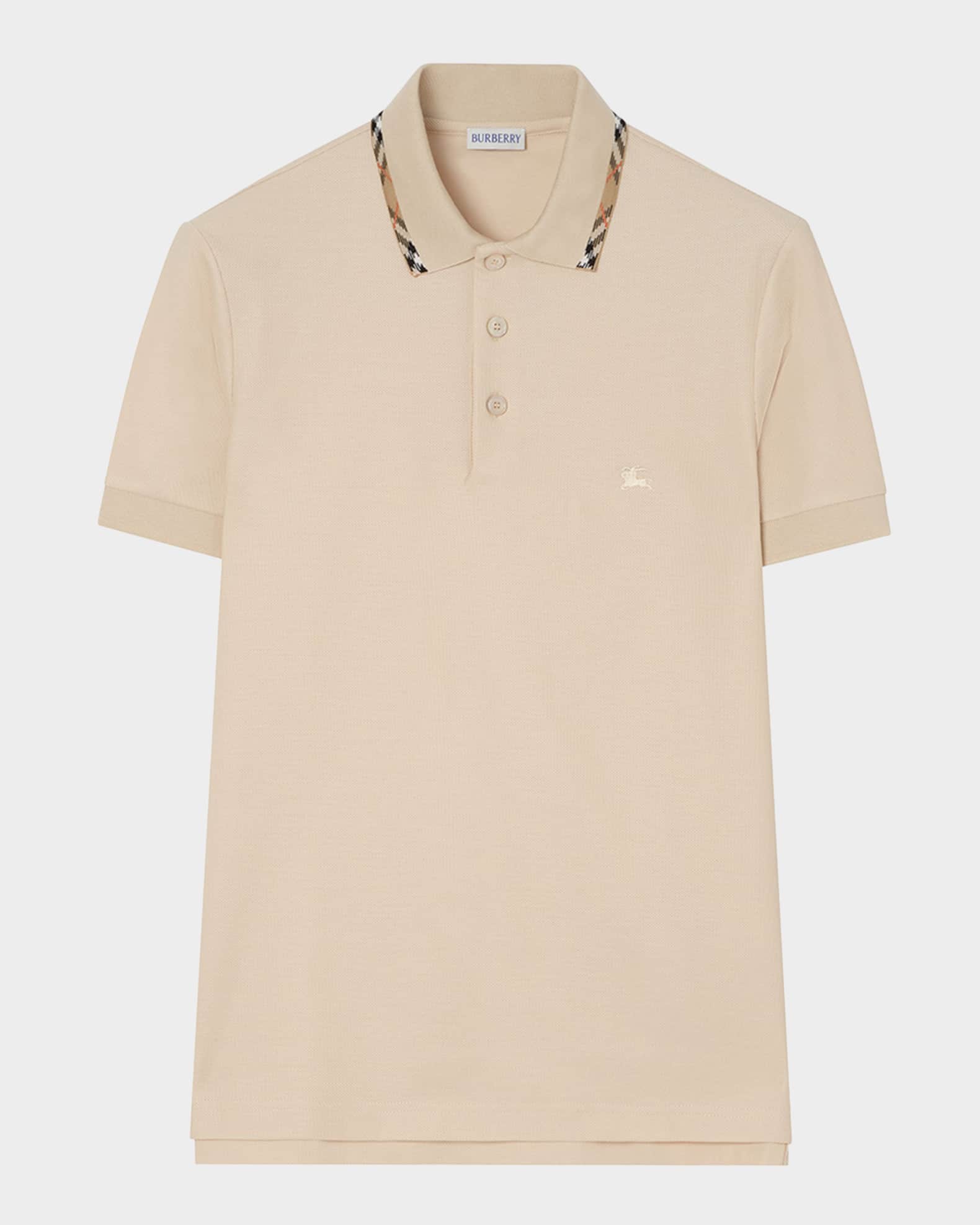 Burberry Men's Slim Fit Check-Placket Pique Polo Shirt | Neiman Marcus