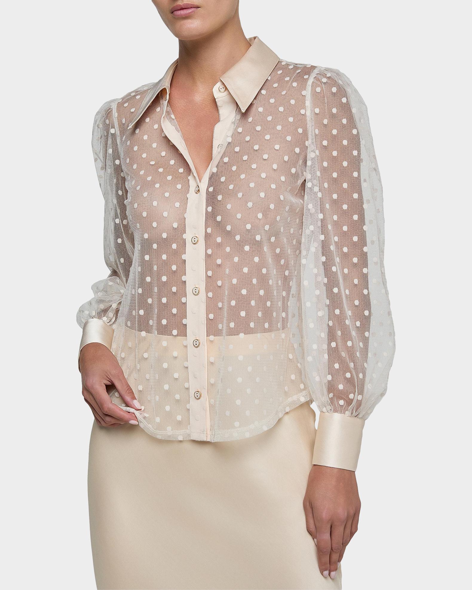 L'AGENCE Sophie Sheer Swiss Dot Blouse | Neiman Marcus