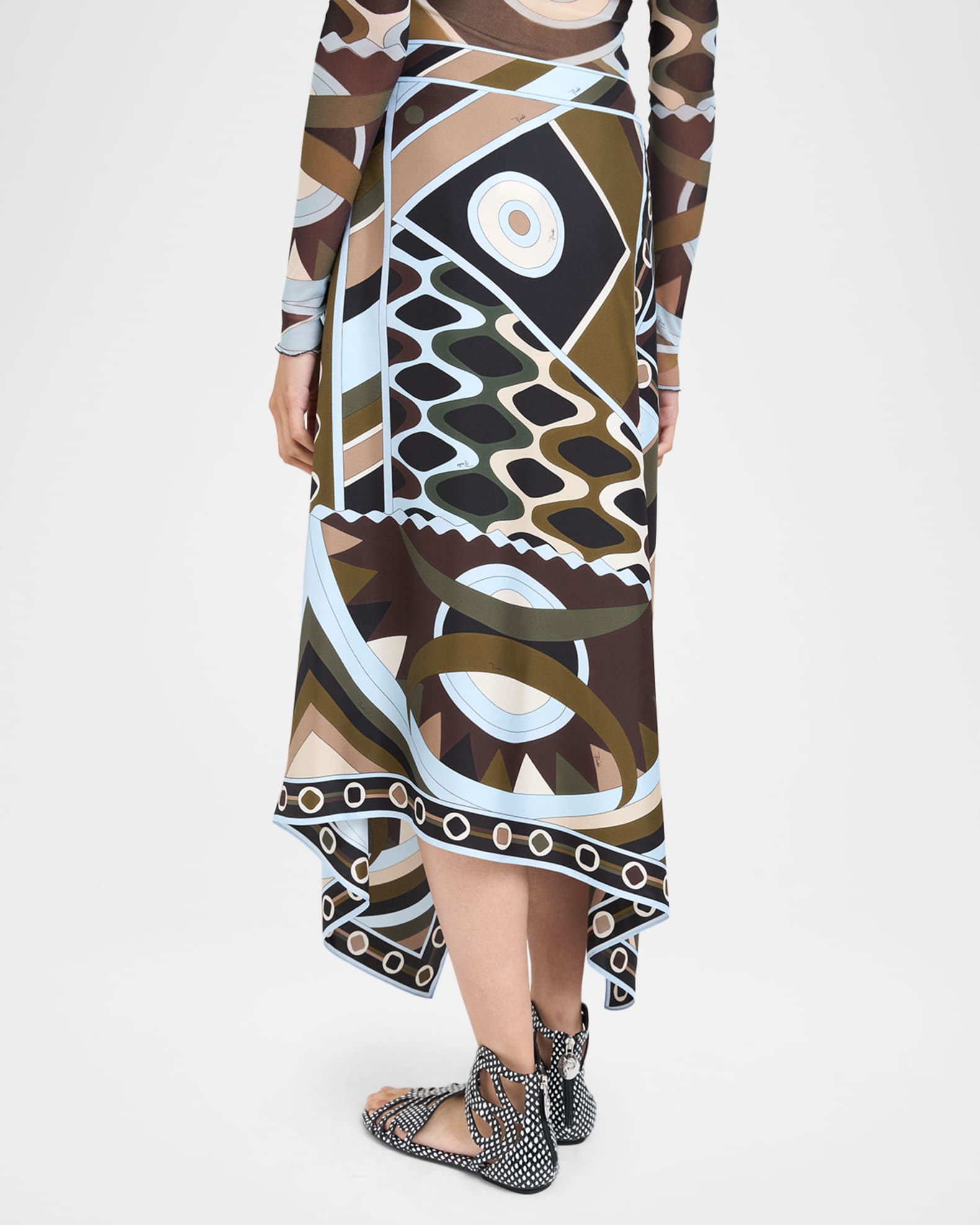 Pucci Vivara Silk Twill Midi Scarf Skirt | Neiman Marcus