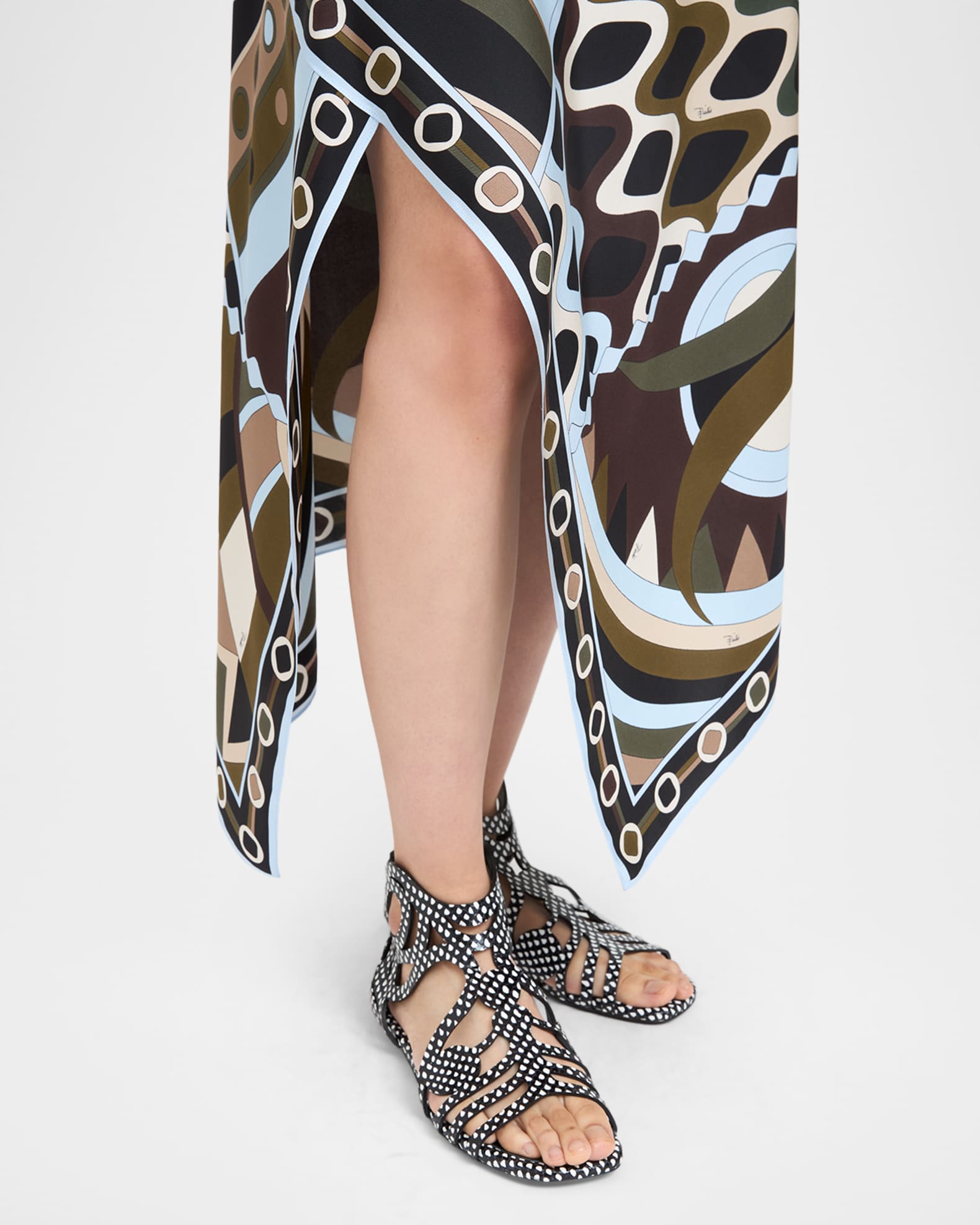Pucci Vivara Silk Twill Midi Scarf Skirt | Neiman Marcus