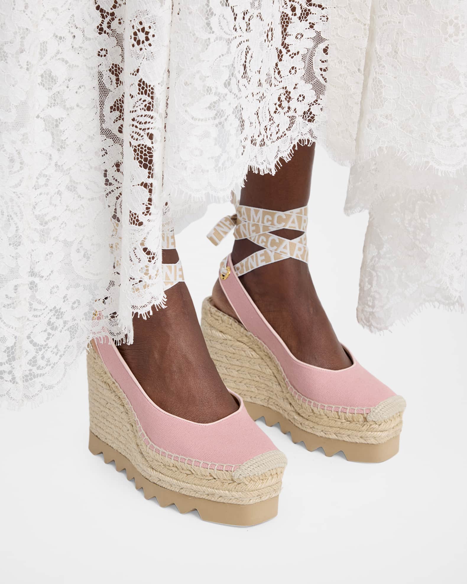 Stella McCartney 110mm Gaia Slingback Canvas Wedge Espadrilles