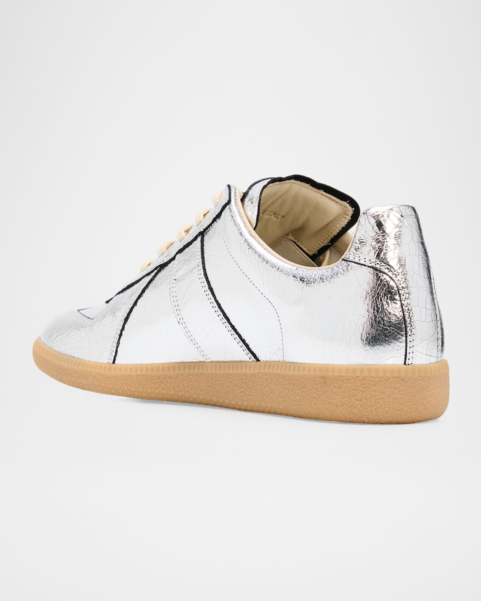 Maison Margiela Men's Replica Metallic Leather Low-Top Sneakers