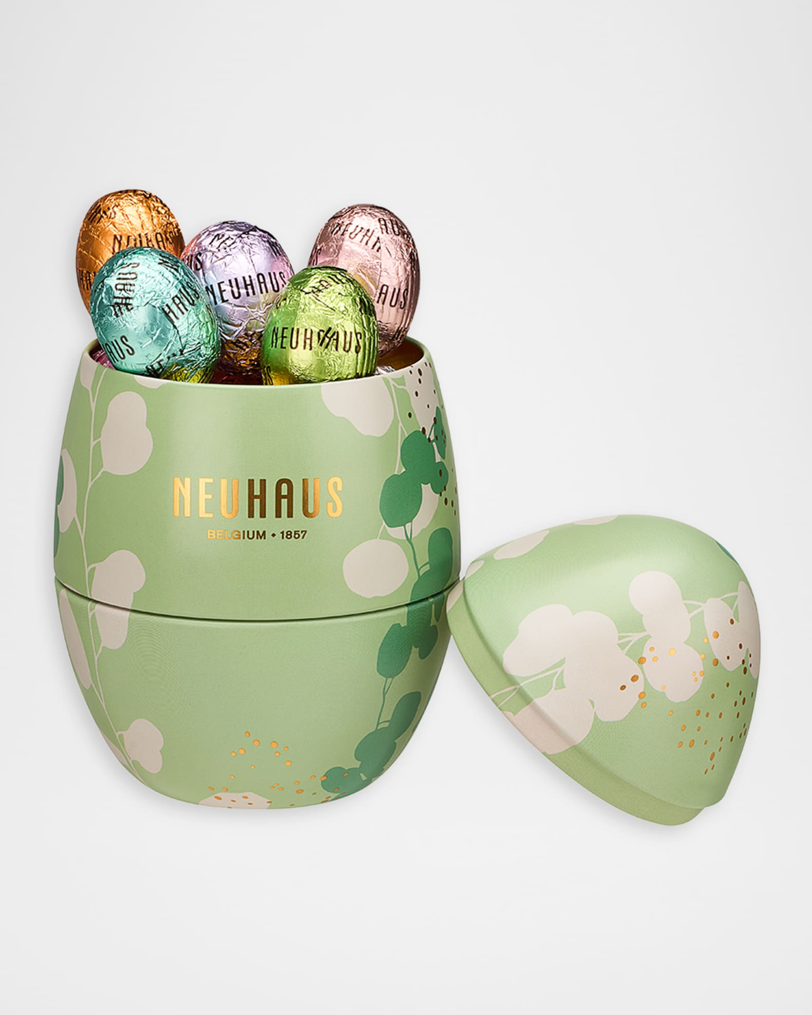 Neuhaus Chocolate Chocolate Easter Eggs in Metal Egg, 18 Pieces