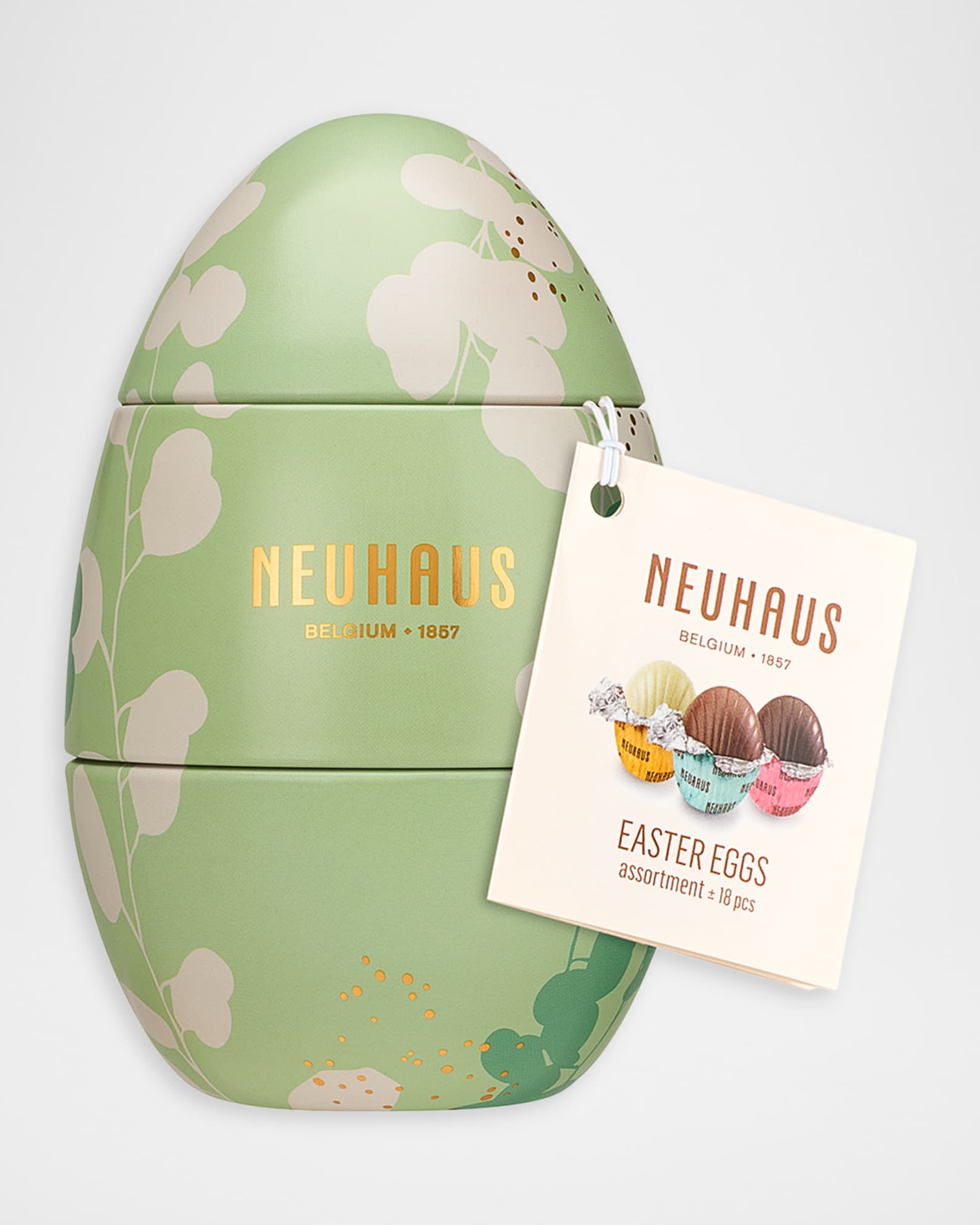 Neuhaus Chocolate Chocolate Easter Eggs in Metal Egg, 18 Pieces