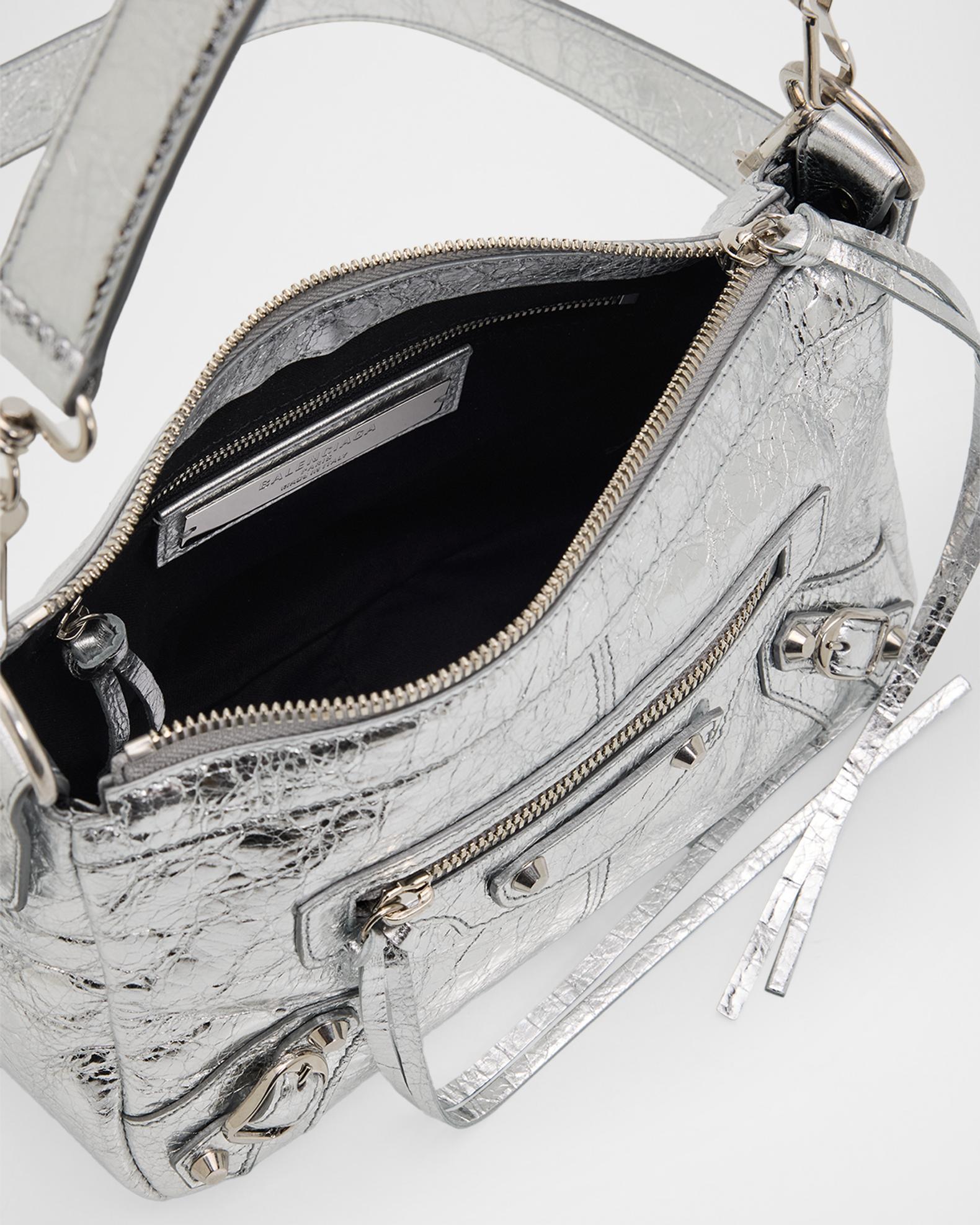 Balenciaga Le City Mini Metallic Leather Moto Shoulder Bag