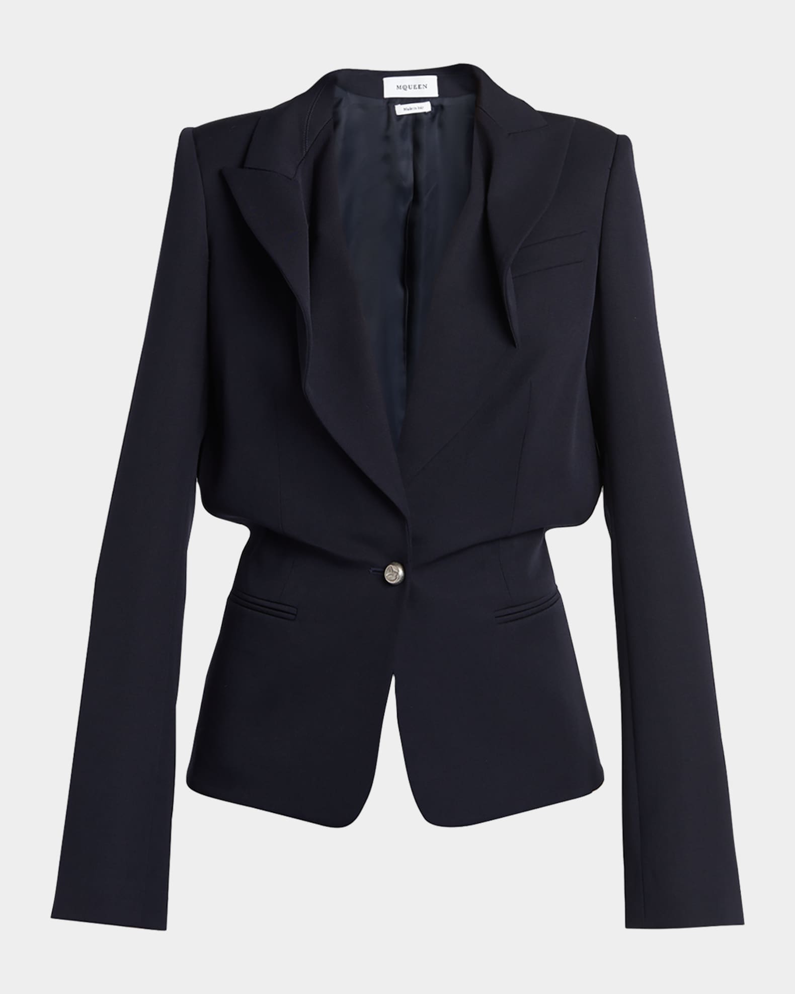 McQueen Certified Wool Folded Lapel Single-Breasted Jacket