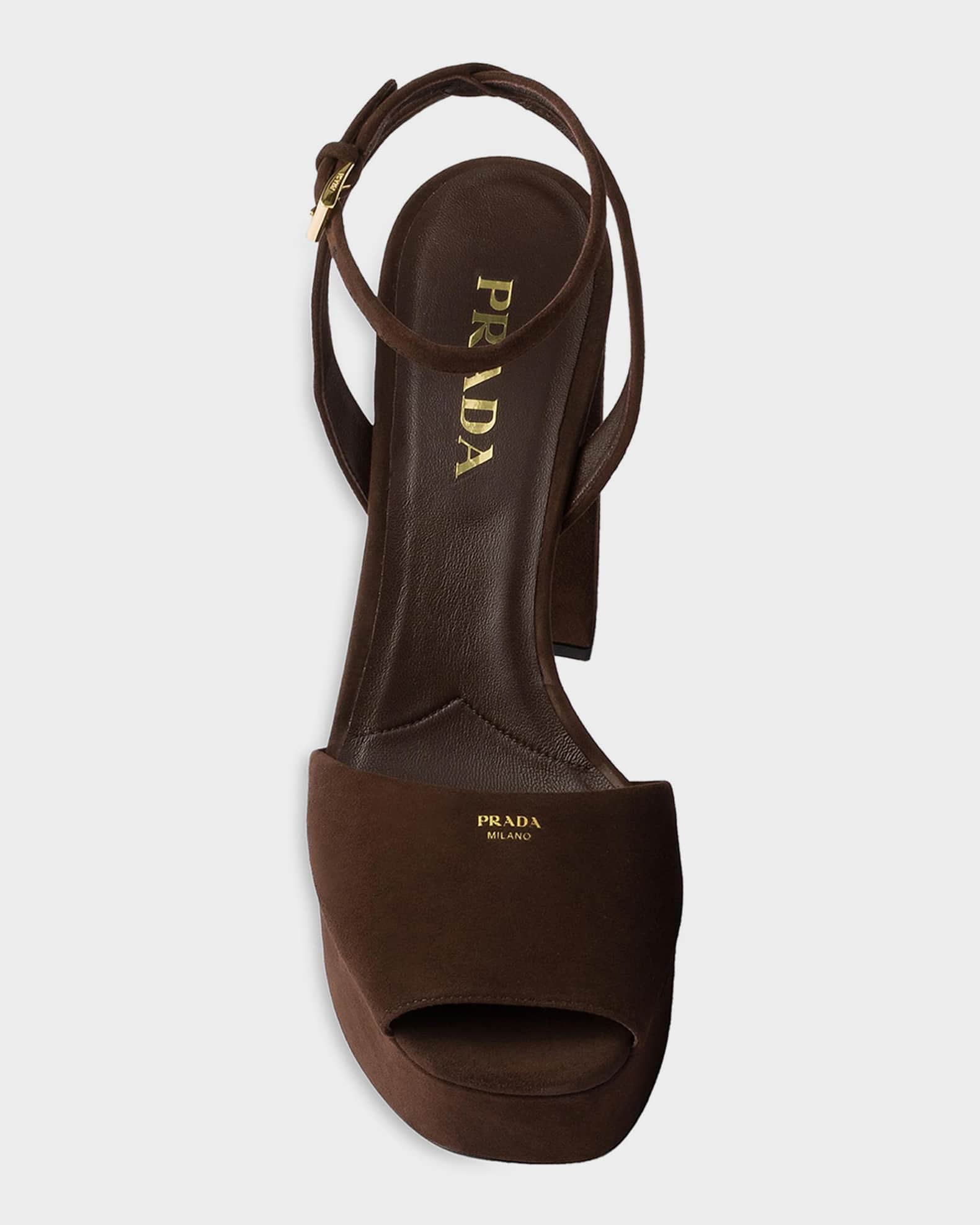 Prada 115mm Suede Platform Sandals | Neiman Marcus