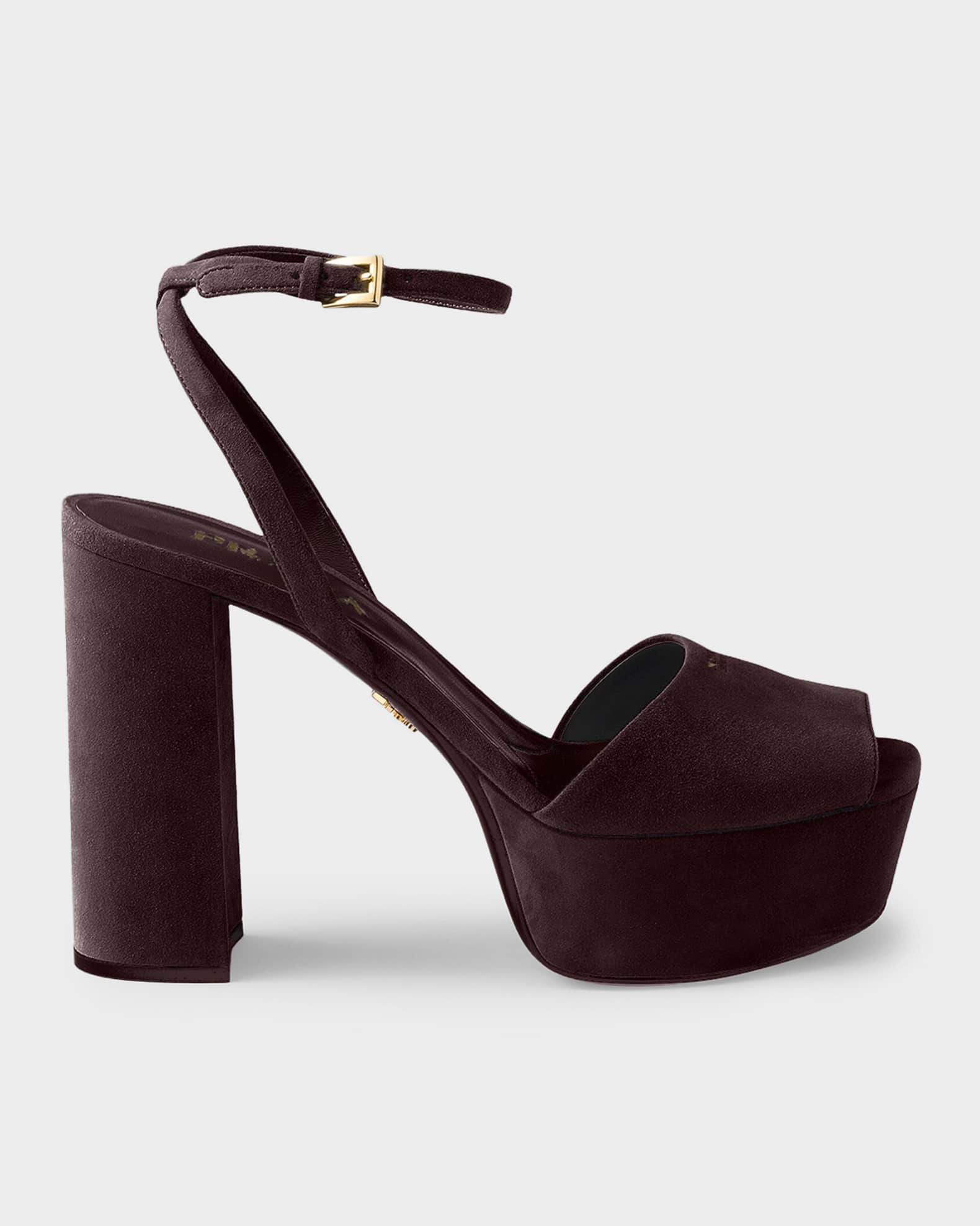 Prada 115mm Suede Platform Sandals | Neiman Marcus