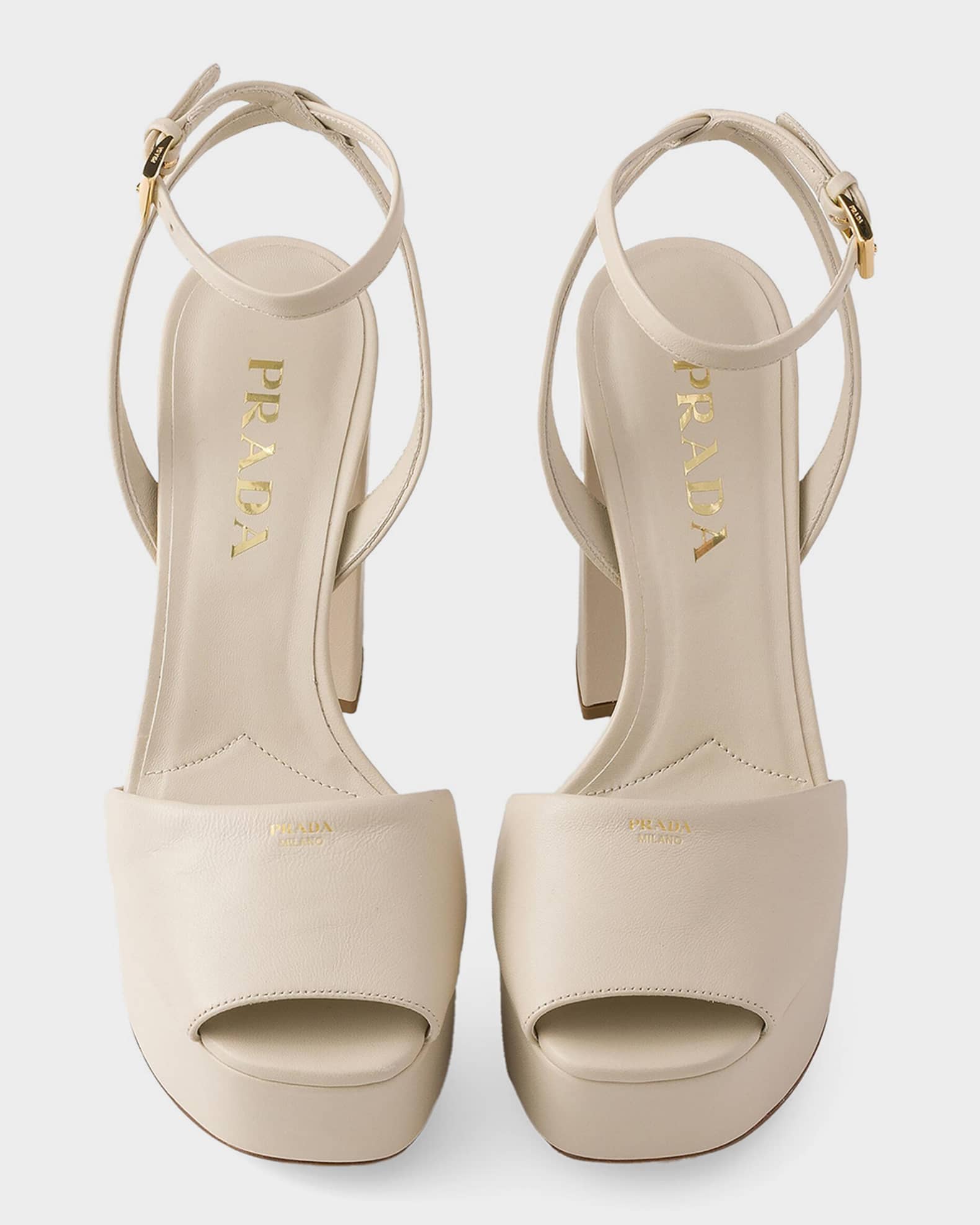 Prada 115mm Nappa Leather Platform Sandals | Neiman Marcus
