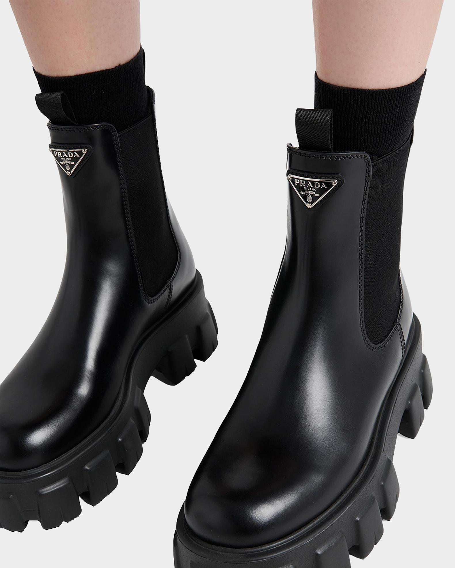 PRADA モノリス ブーツ Prada Monolith Brushed Leather Chelsea Boots | Neiman Marcus