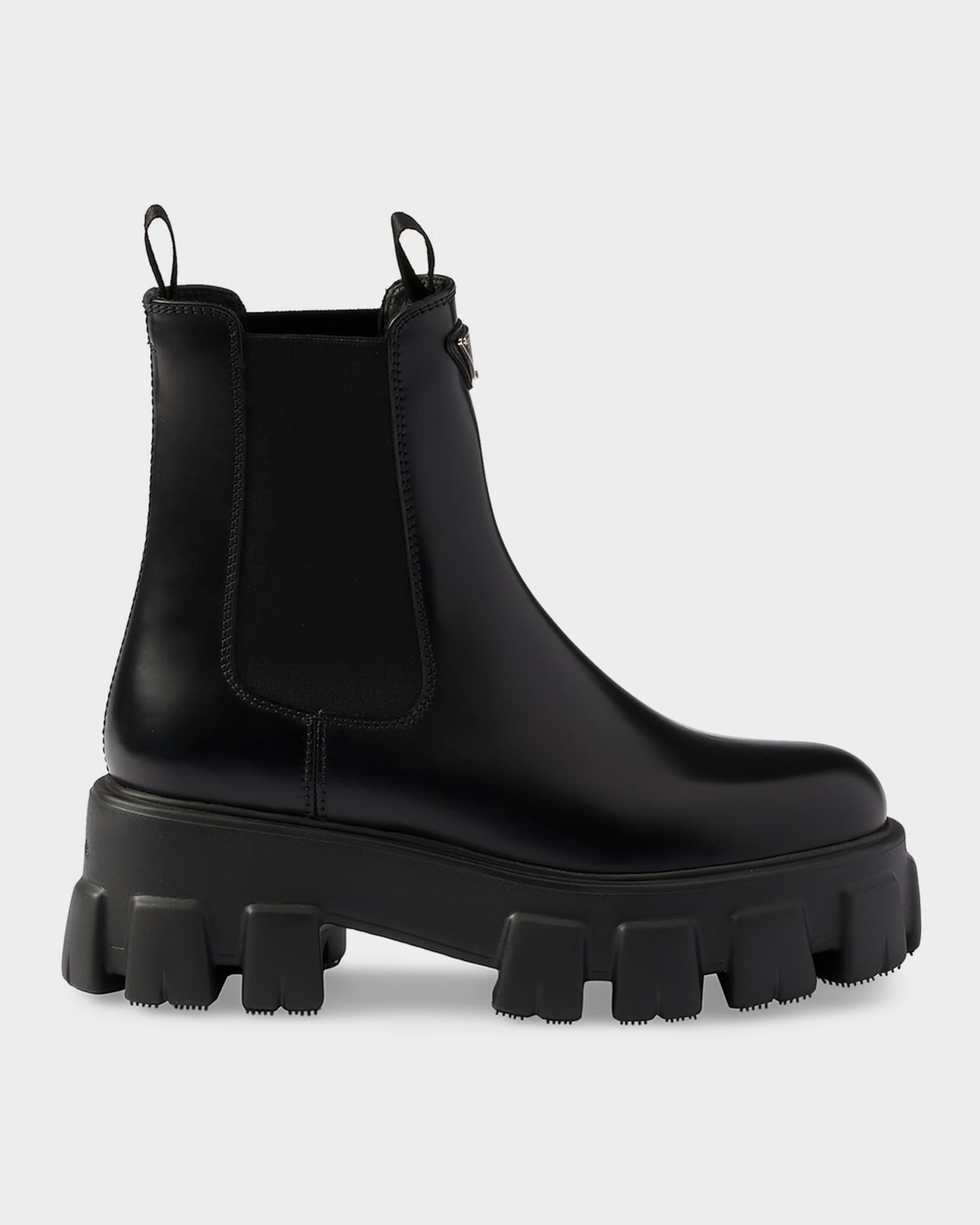 Prada Monolith Brushed Leather Chelsea Boots | Neiman Marcus