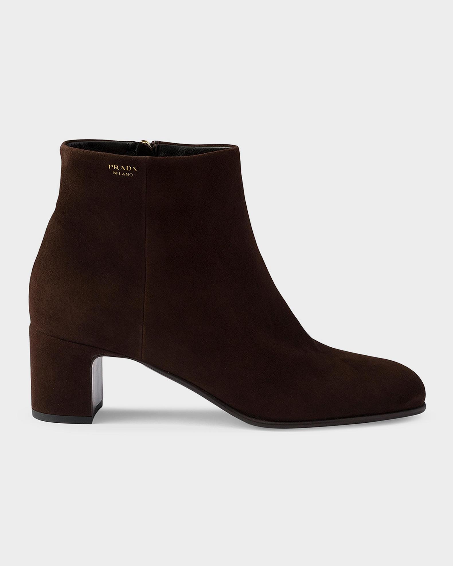 Prada Dark Brown Leather Ankle Boots PRADA SQUARE TOE CHELSEA ANKLE BOOTS SHOES BROWN LEATHER NEW  main image 2
