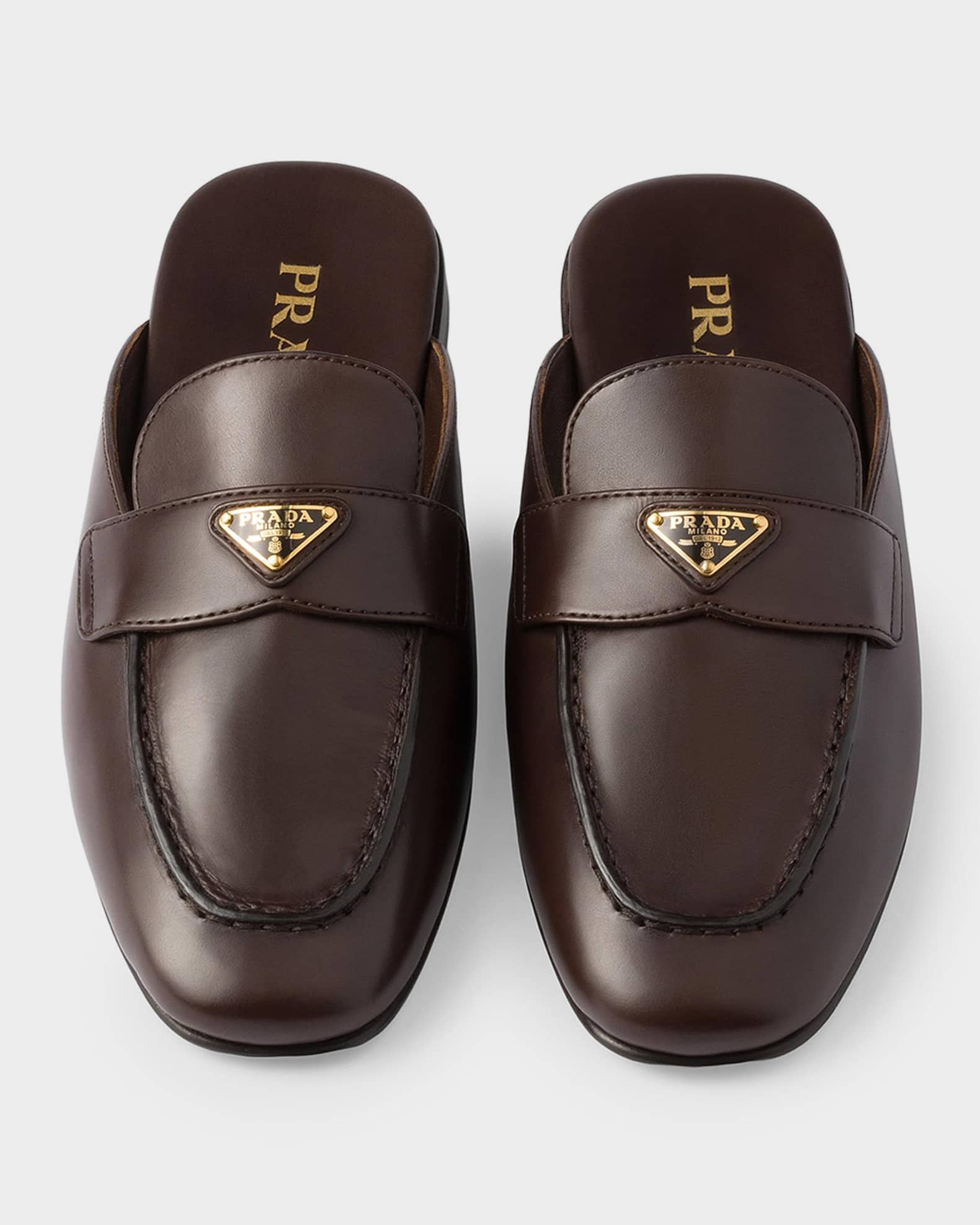 Prada 10mm Leather Mules | Neiman Marcus
