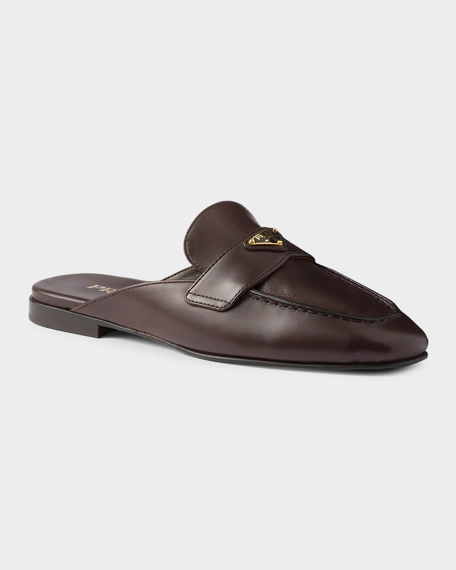 Prada 10mm Leather Mules | Neiman Marcus