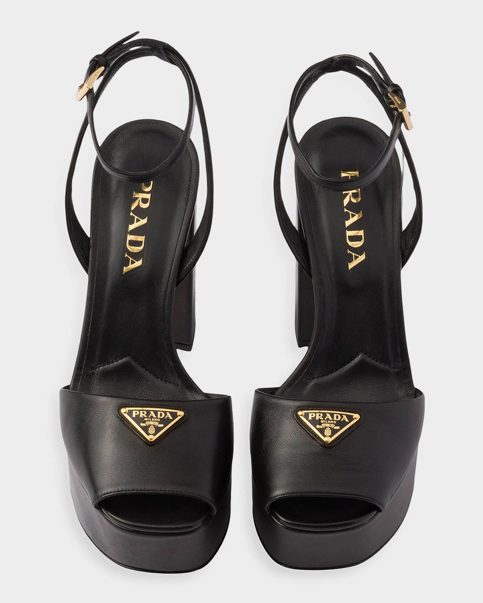 Prada 115mm Nappa Leather Platform Sandals | Neiman Marcus