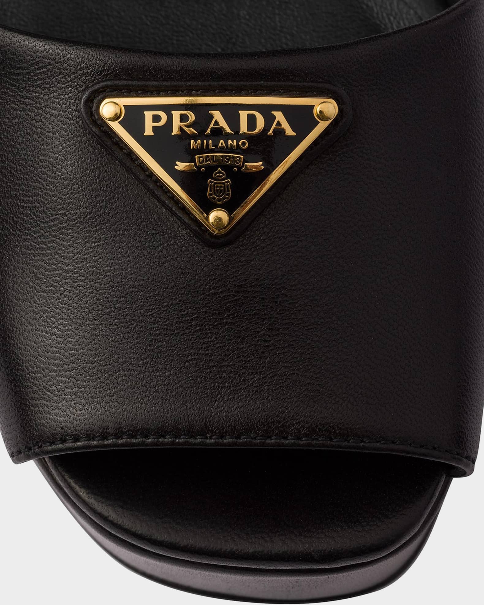 Prada 115mm Triangle Nappa Leather Platform Sandals | Neiman Marcus