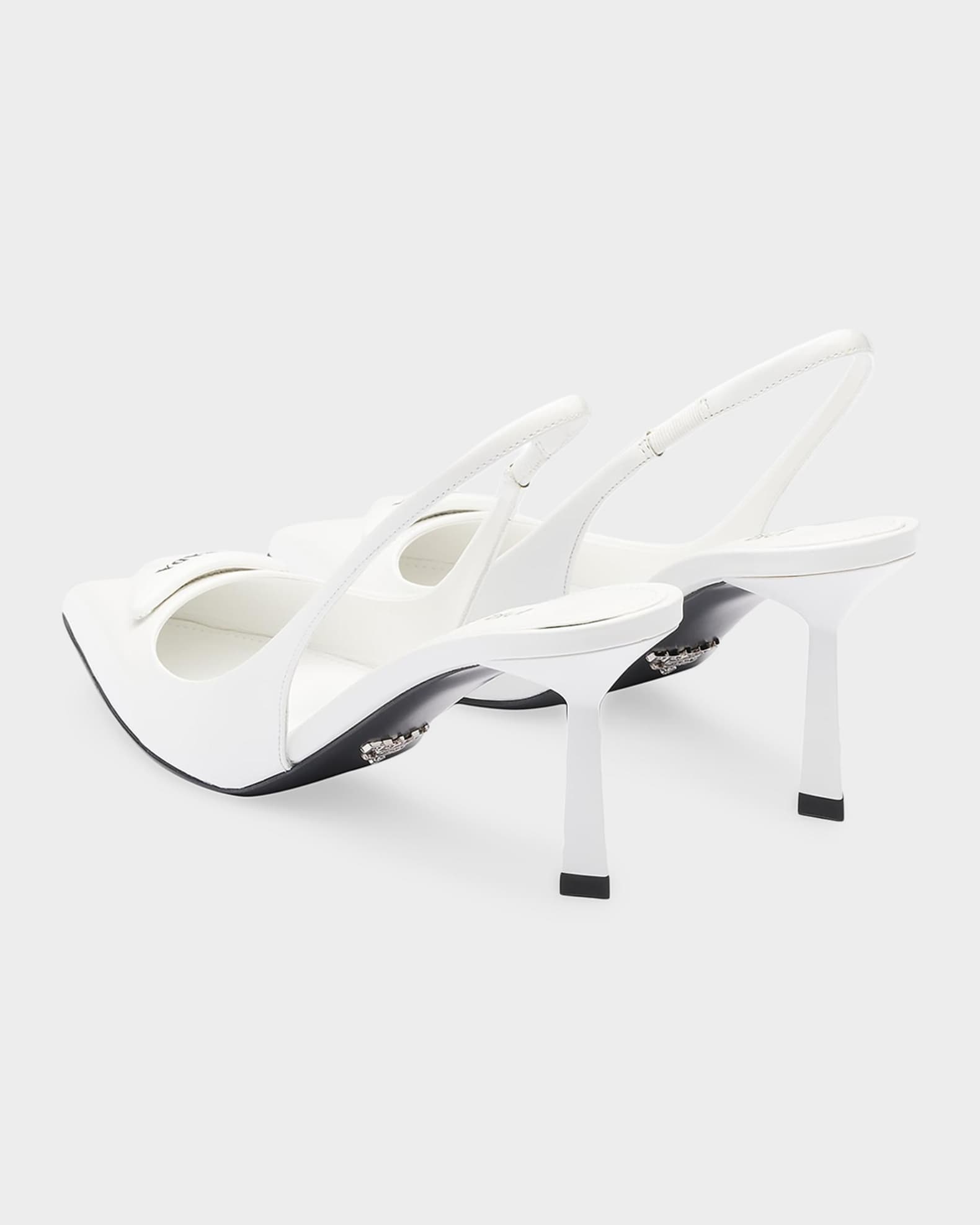 Prada 75mm Brushed Leather Slingback Pumps | Neiman Marcus