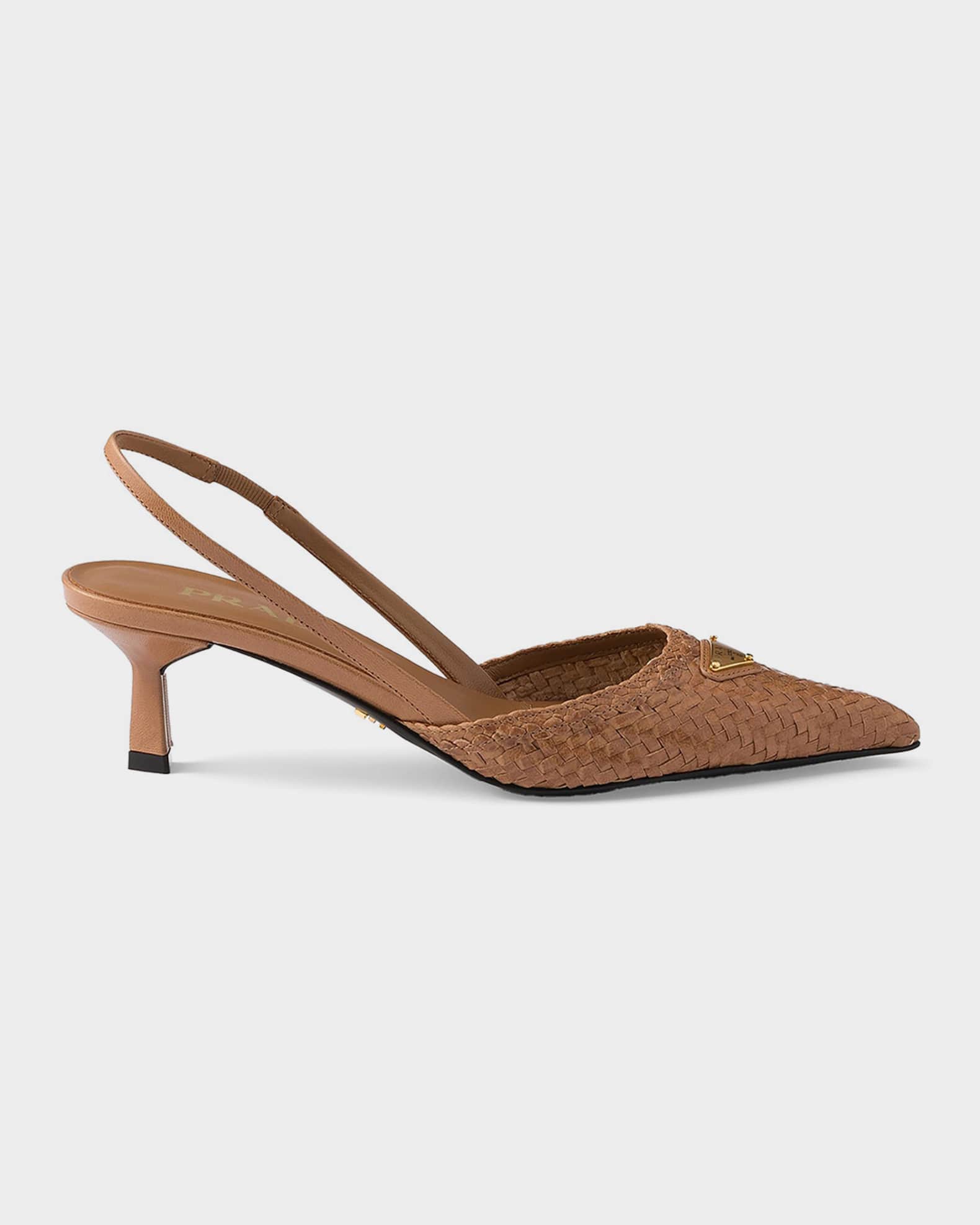 PRADA ヴィンテージミュール 高ヒール Prada 55mm Woven Leather Slingback Pumps | Neiman Marcus