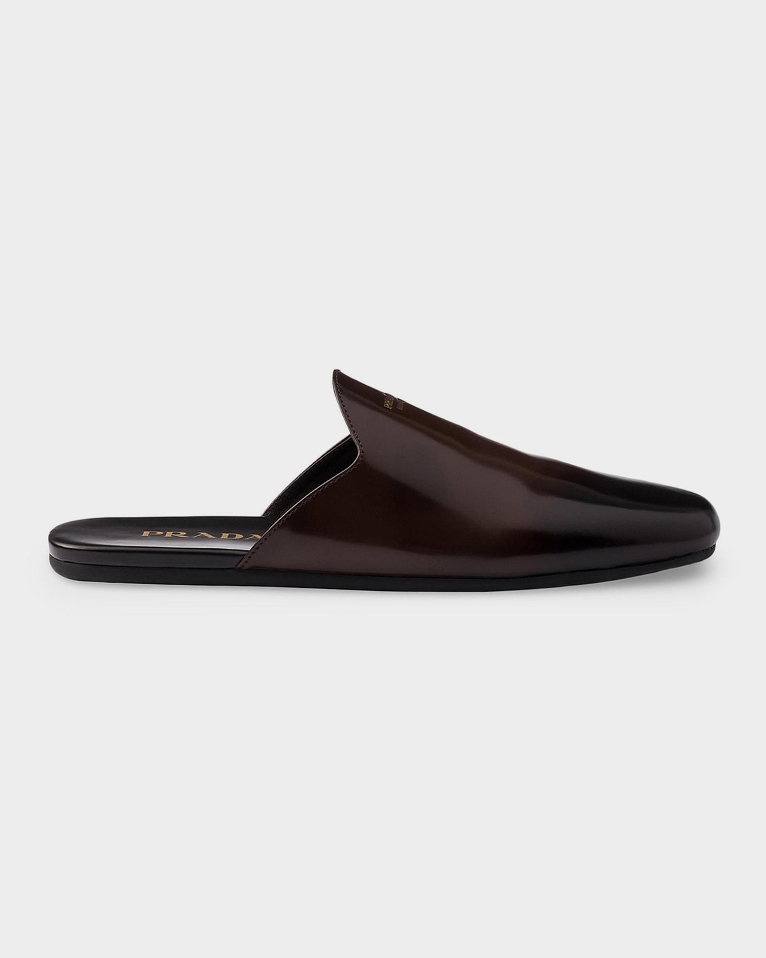 【超希少】PRADA Brushed Mule Slippers BLK 6 Prada Brushed Leather Mules | Neiman Marcus