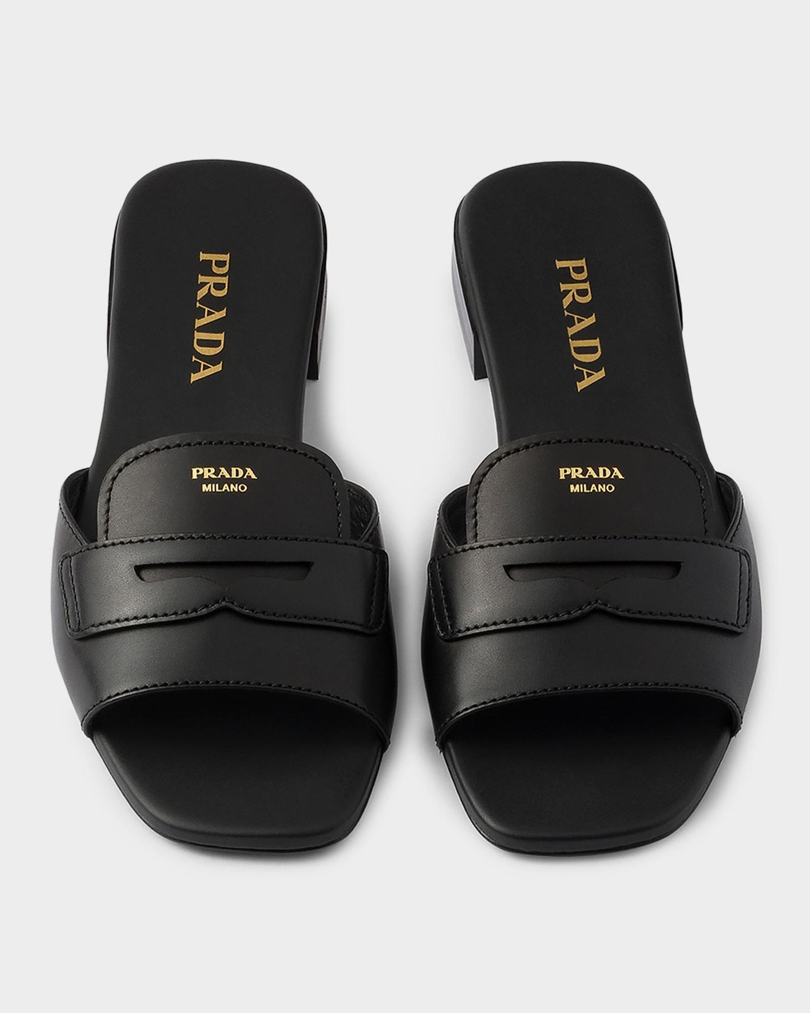 Prada Leather Slide Sandals | Neiman Marcus