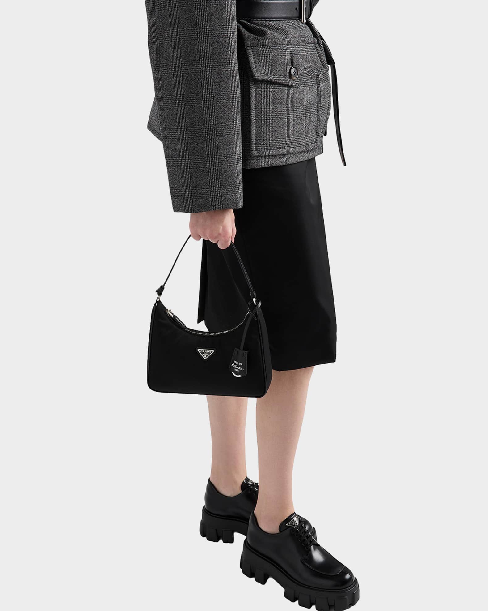 Prada Monolith Brushed Leather Lace-Up Shoes | Neiman Marcus