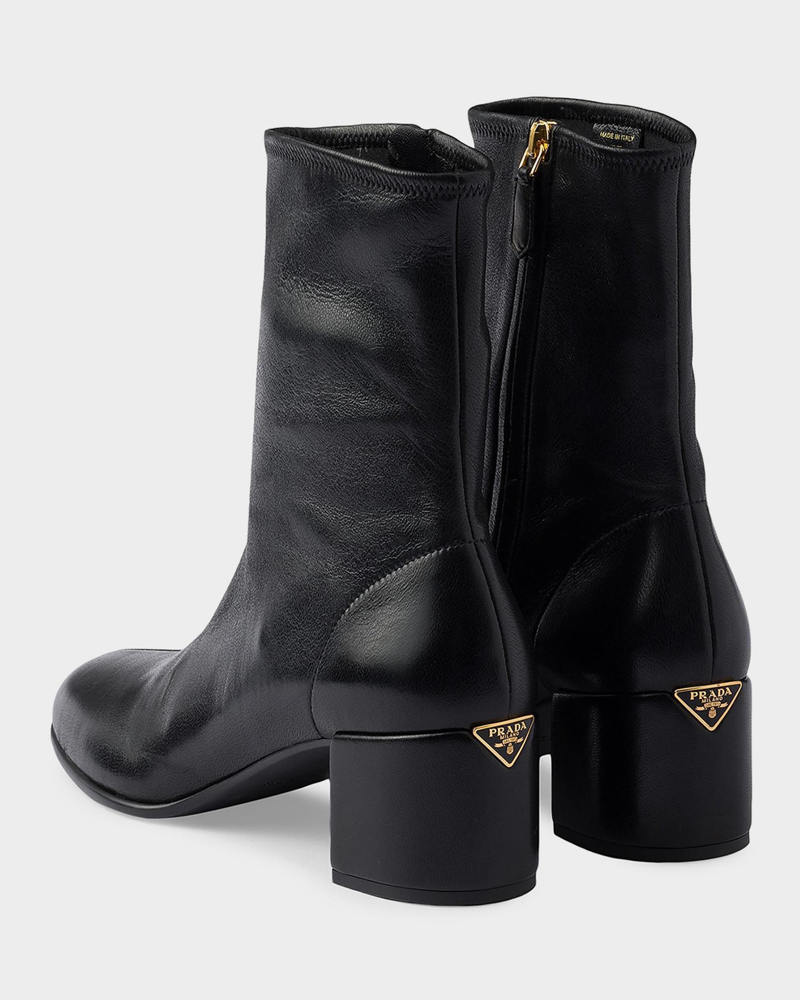 Prada Milano Black Leather Ankle Boots Block Heel EU 39.5 US 9.5 Italy PRADA Black Boots for Women for sale - eBay main image 4