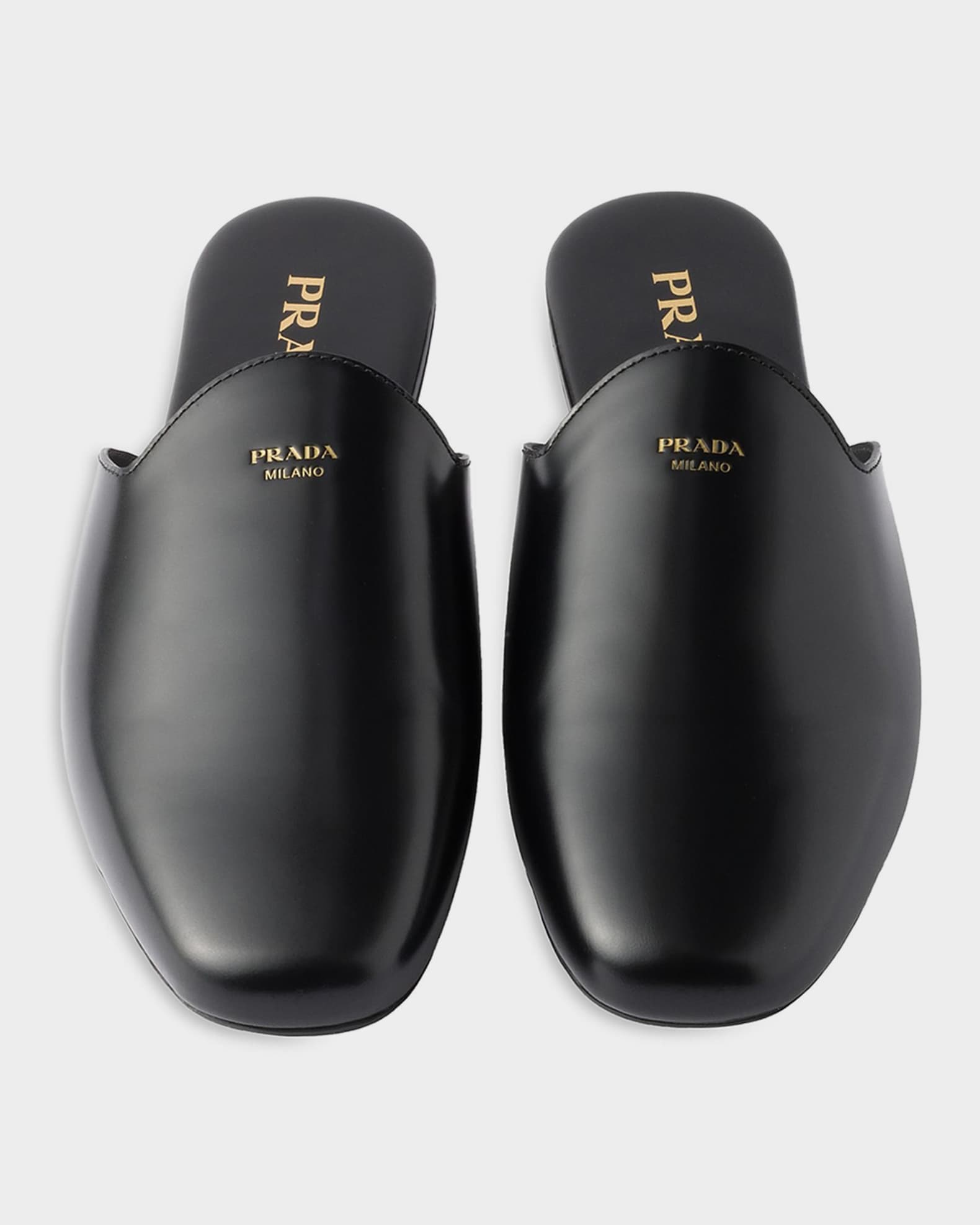 Prada Brushed Leather Mules | Neiman Marcus