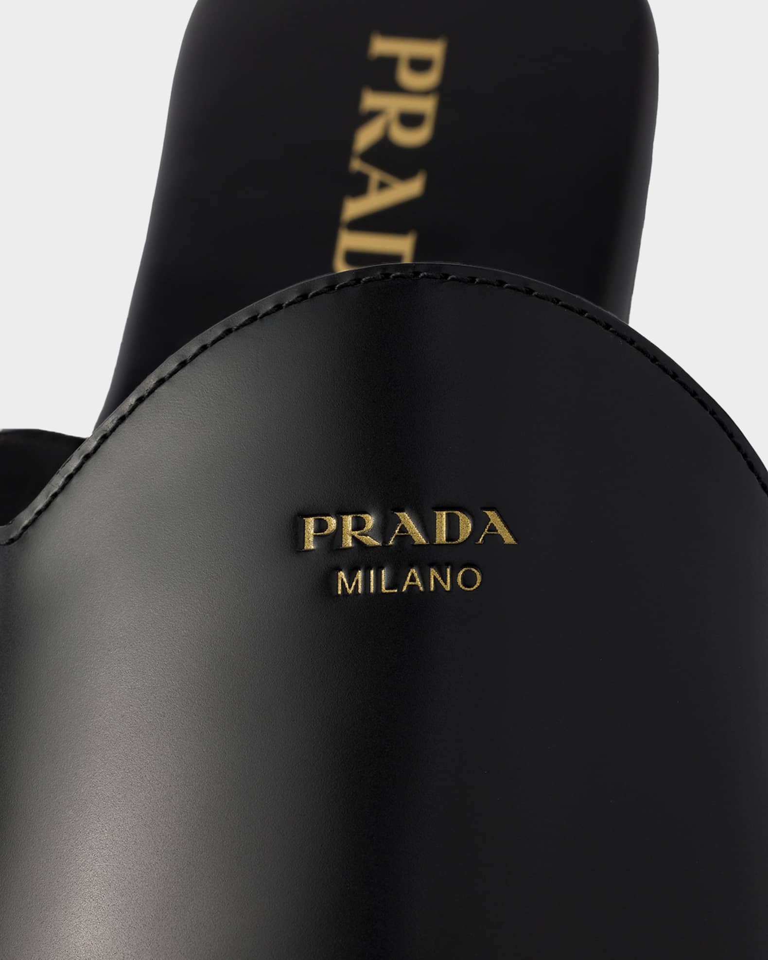 Prada Brushed Leather Mules | Neiman Marcus