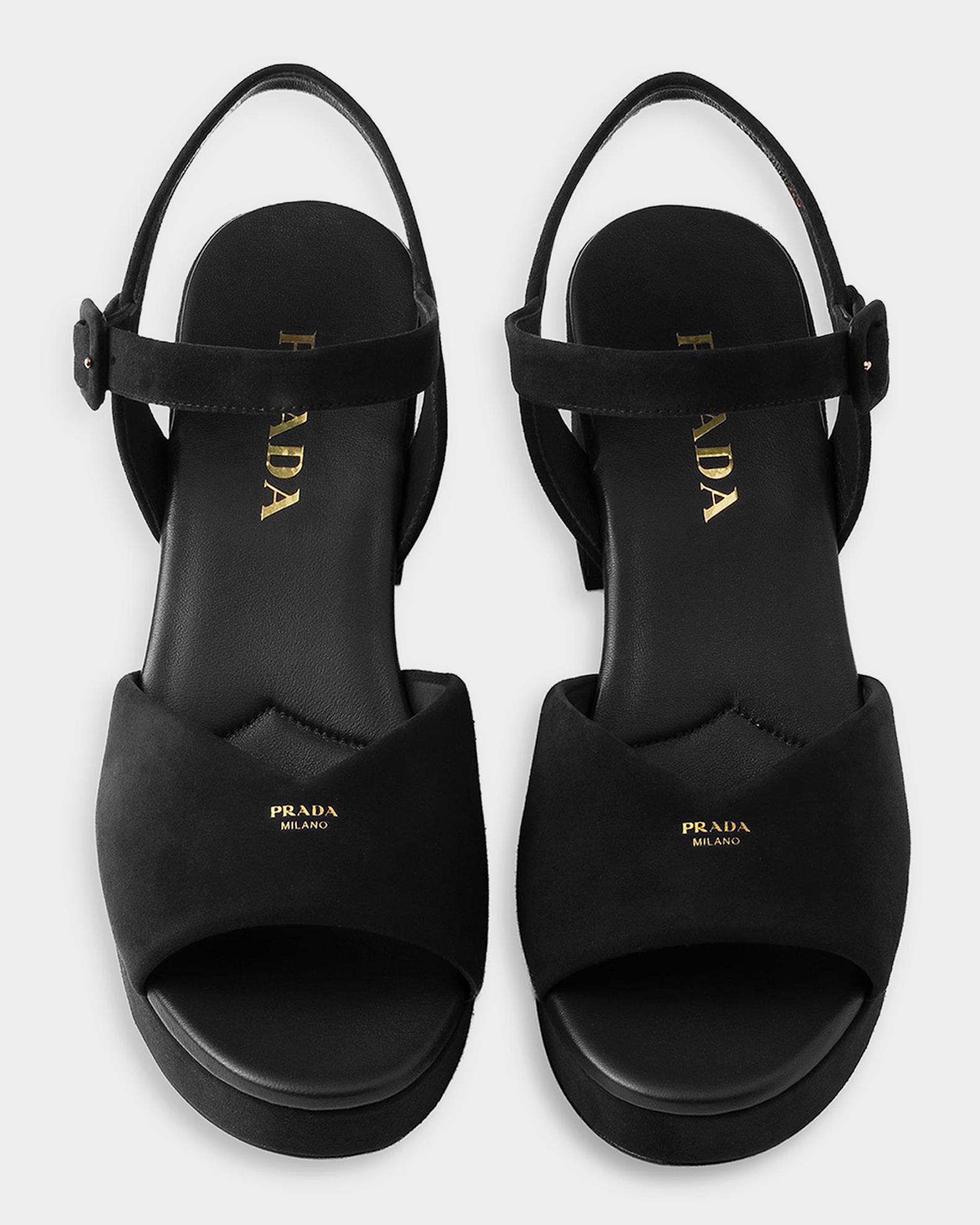 Prada Padded Suede Platform Sandals | Neiman Marcus