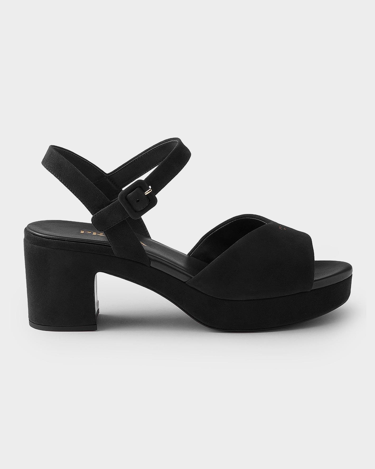 Prada Padded Suede Platform Sandals | Neiman Marcus