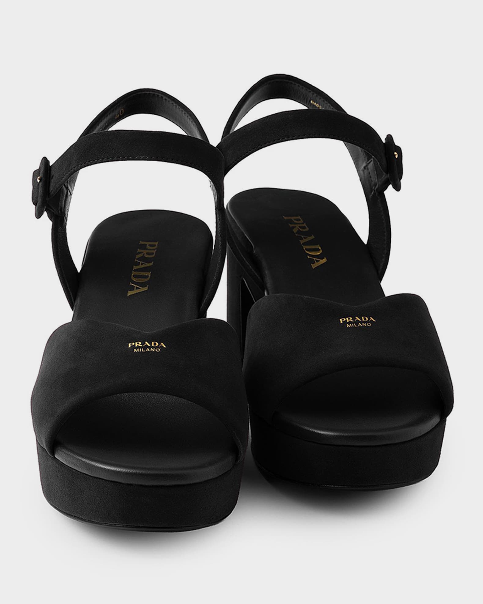 Prada Padded Suede Platform Sandals | Neiman Marcus