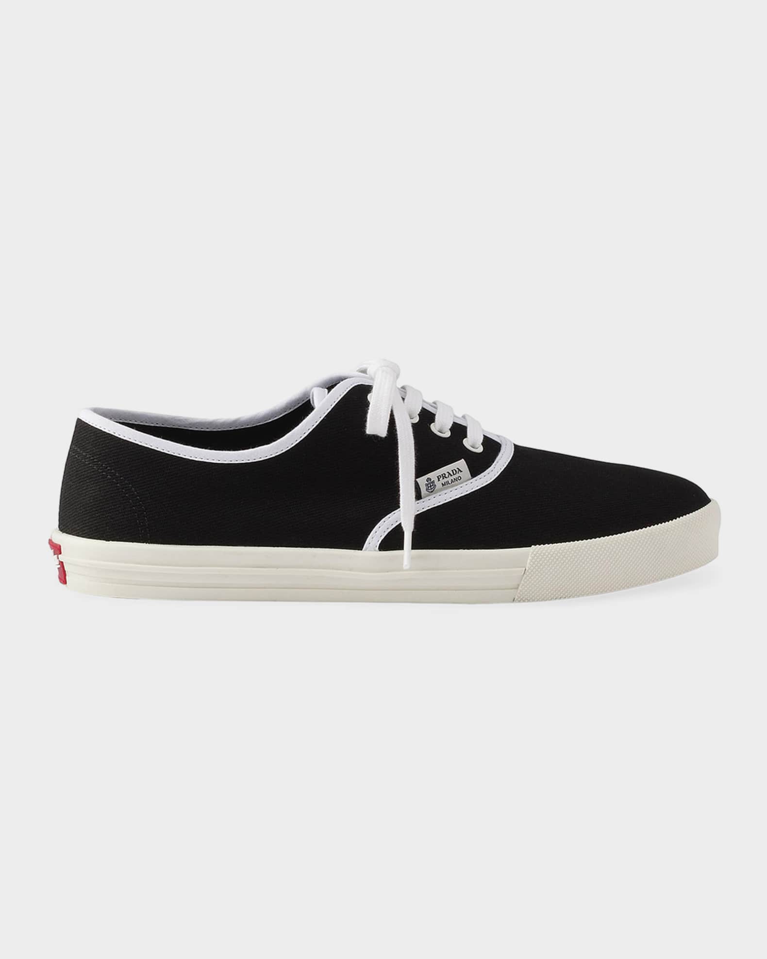 Prada Drill Fabric Low-Top Sneakers | Neiman Marcus