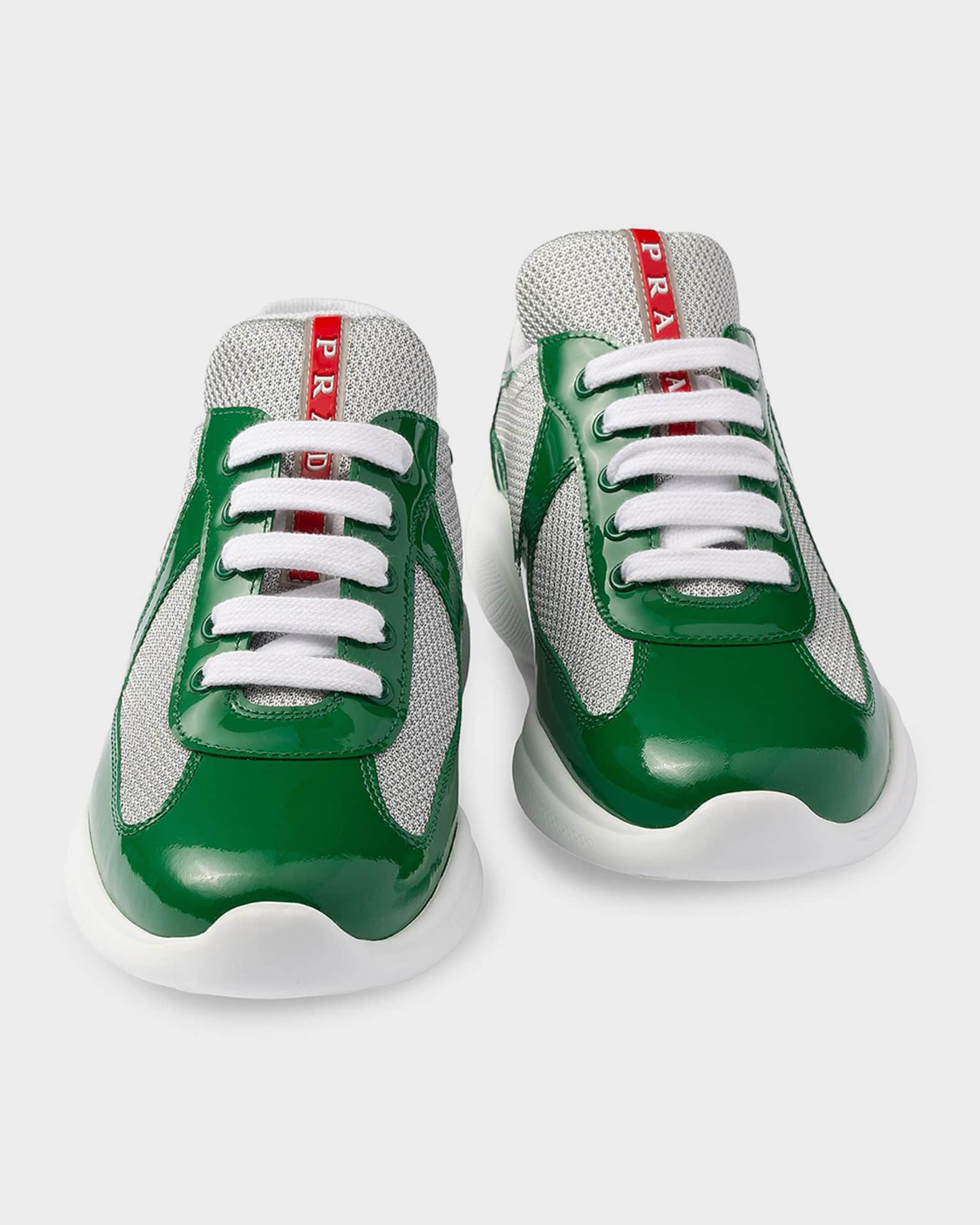 Prada America's Cup Patent Leather & Technical Fabric Sneakers