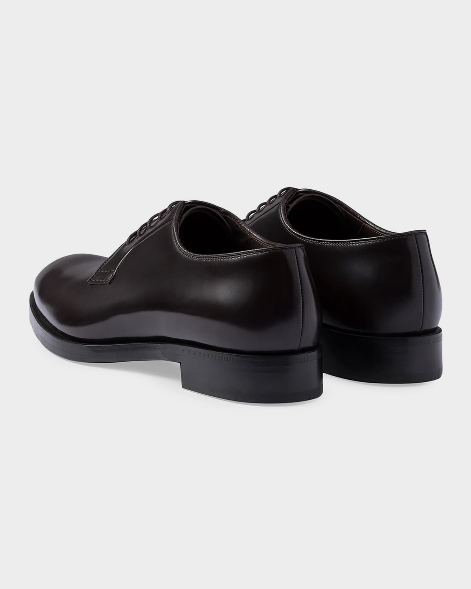 Prada Men's Brushed Leather Derby Shoes | Neiman Marcus