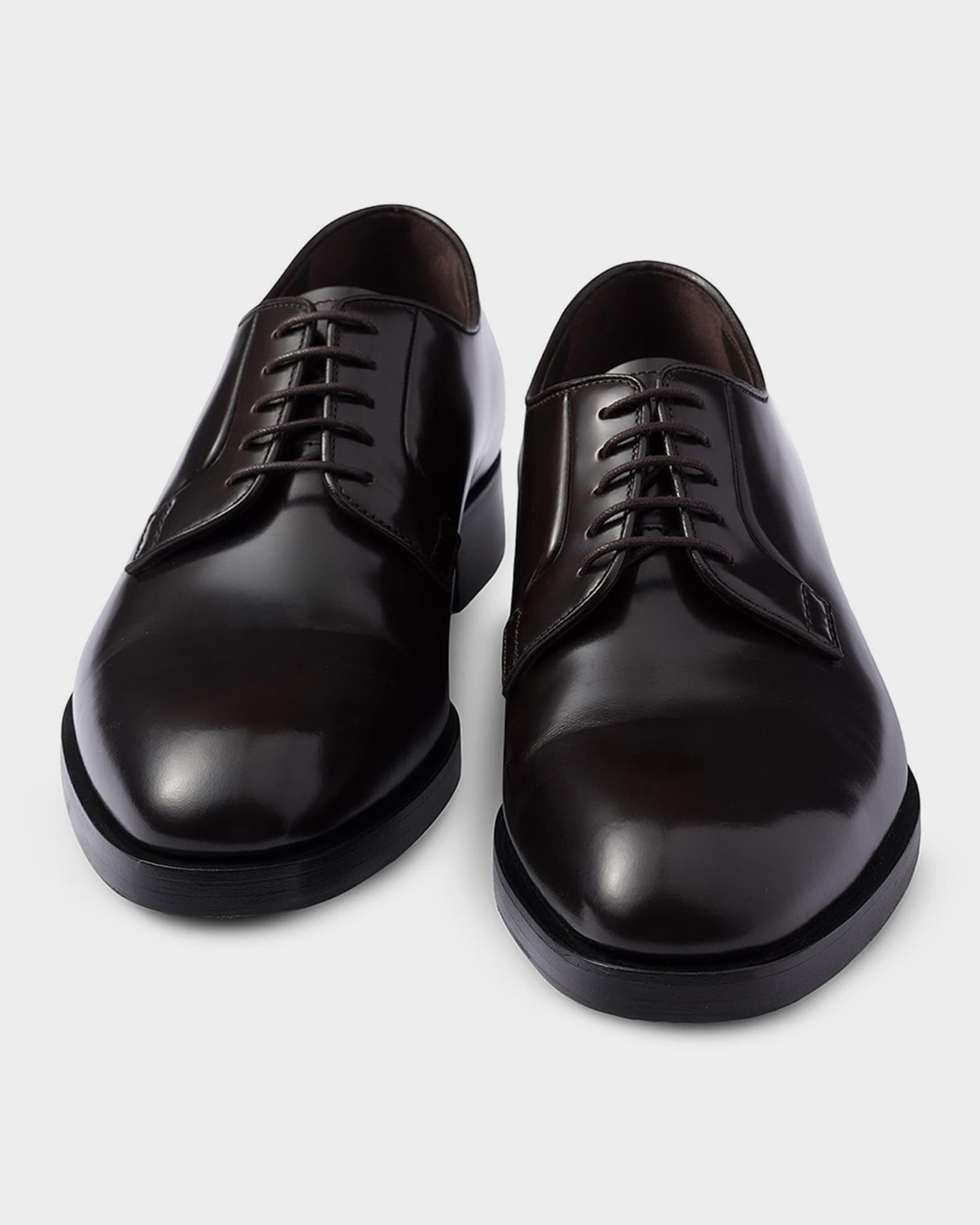 Prada Men's Brushed Leather Derby Shoes | Neiman Marcus