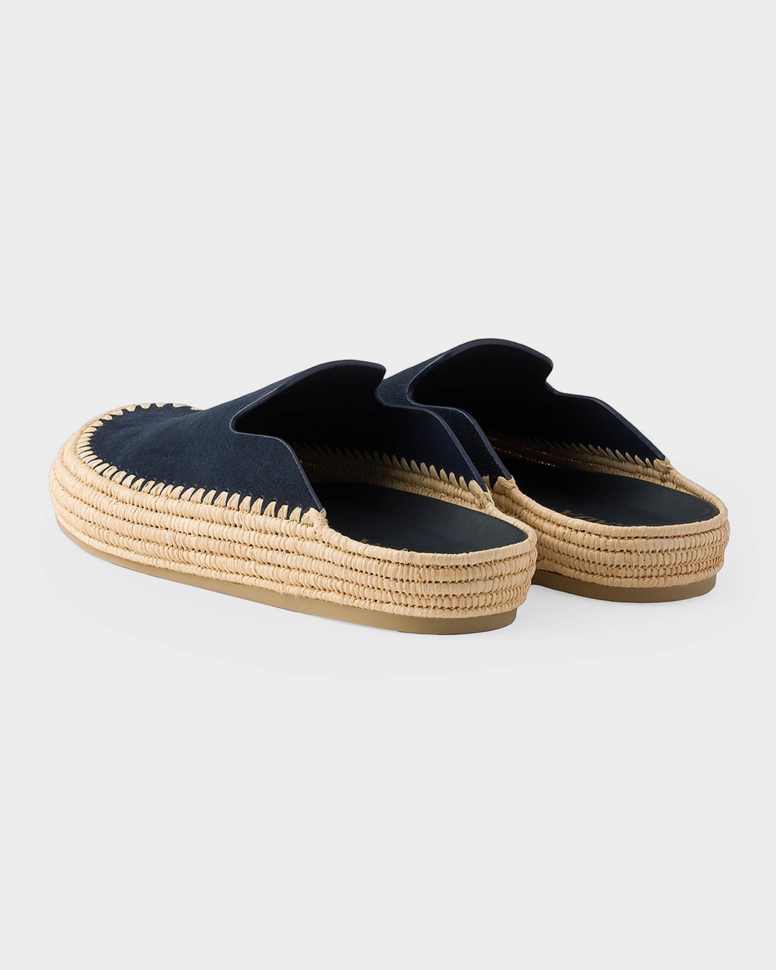 Prada Men's Suede and Raffia Mules | Neiman Marcus
