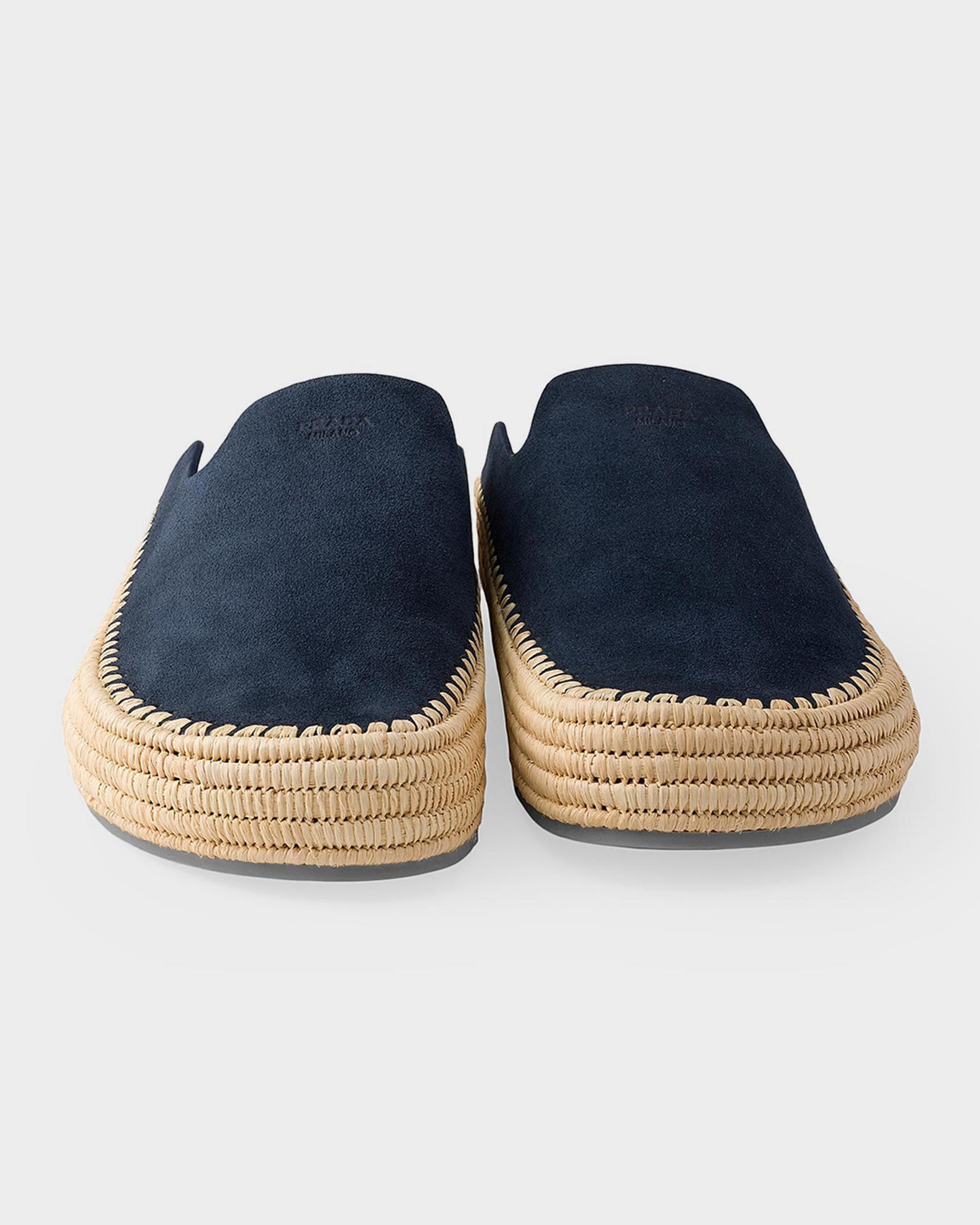 Prada Men's Suede and Raffia Mules | Neiman Marcus