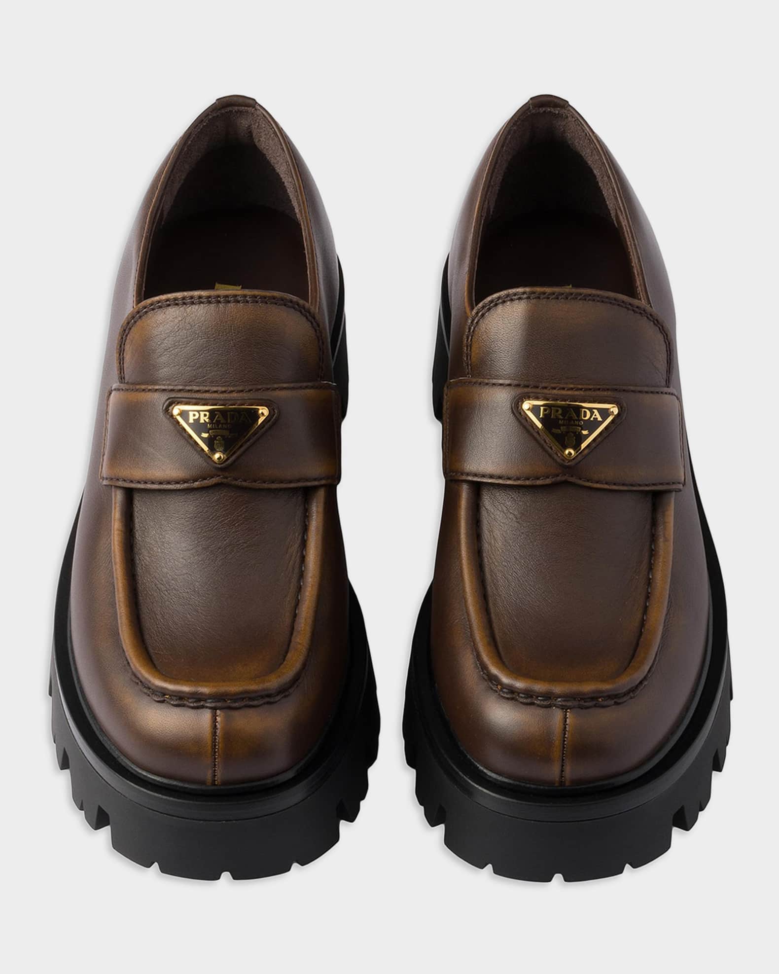 Prada Platform Leather Loafers | Neiman Marcus