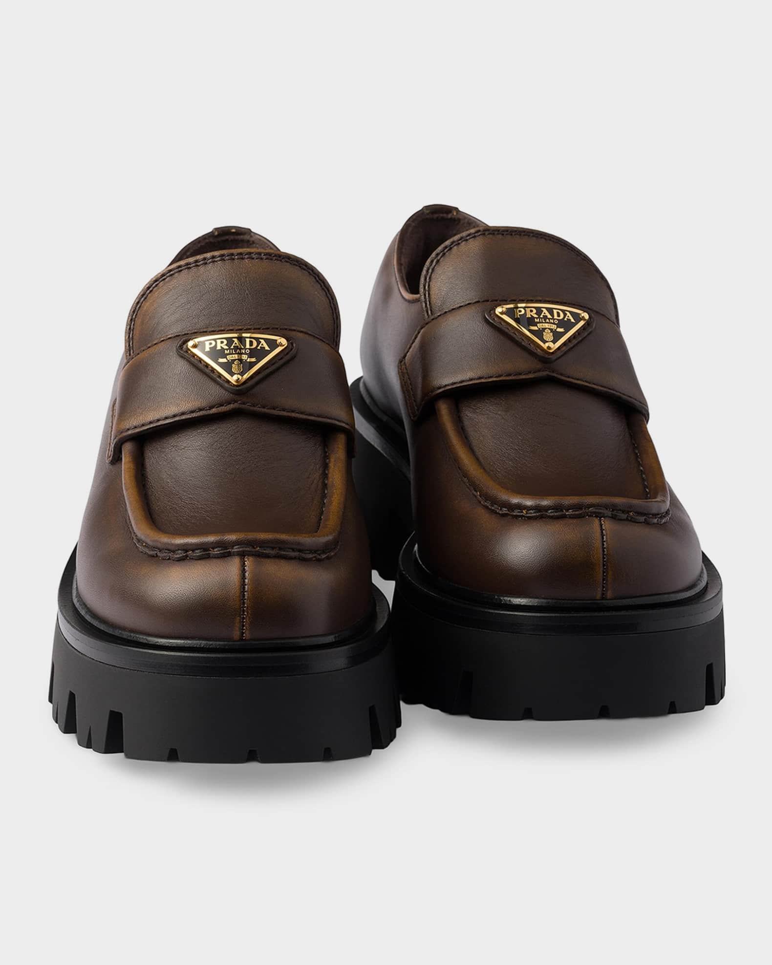 Prada Platform Leather Loafers | Neiman Marcus