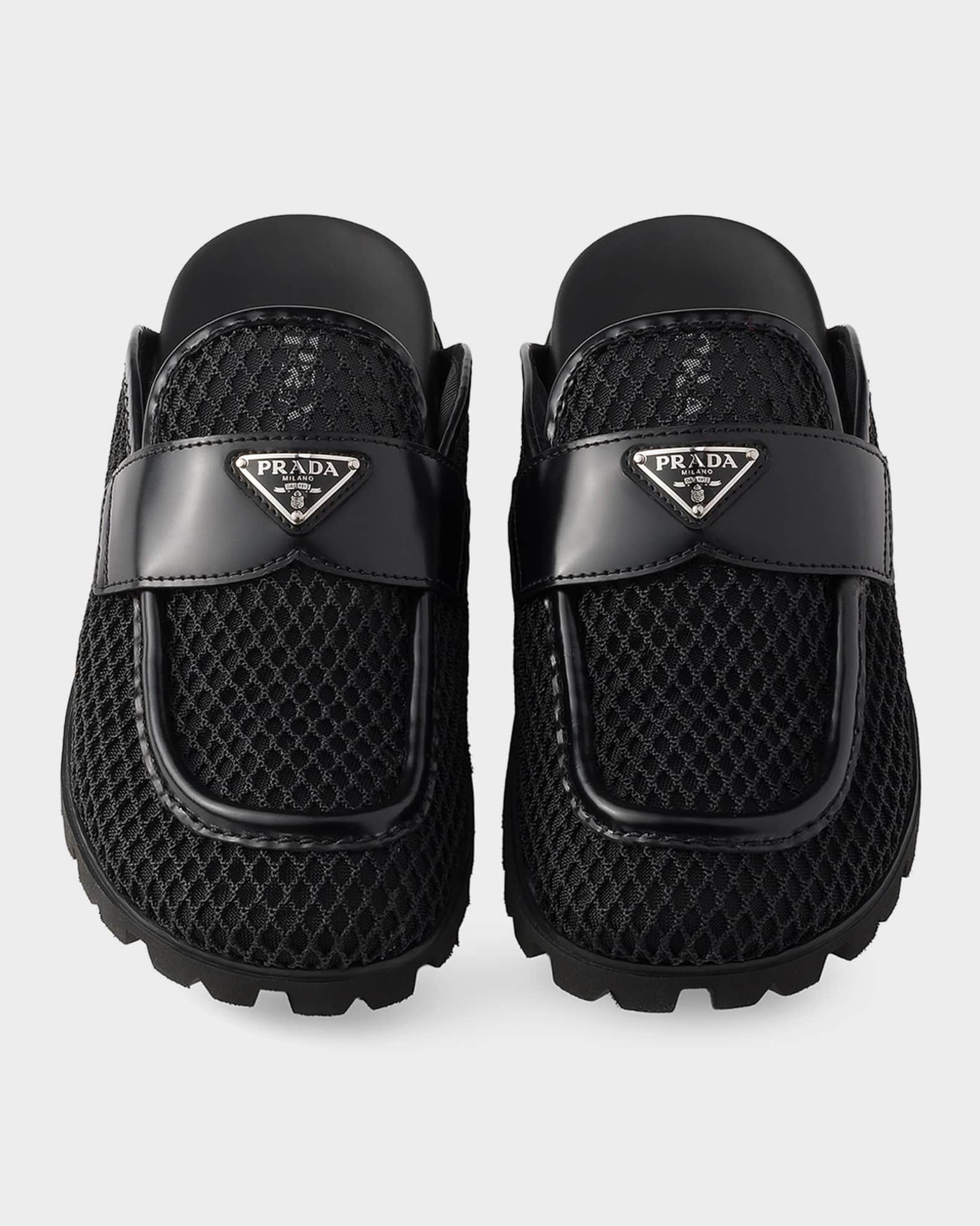 Prada Mesh Fabric Mules | Neiman Marcus
