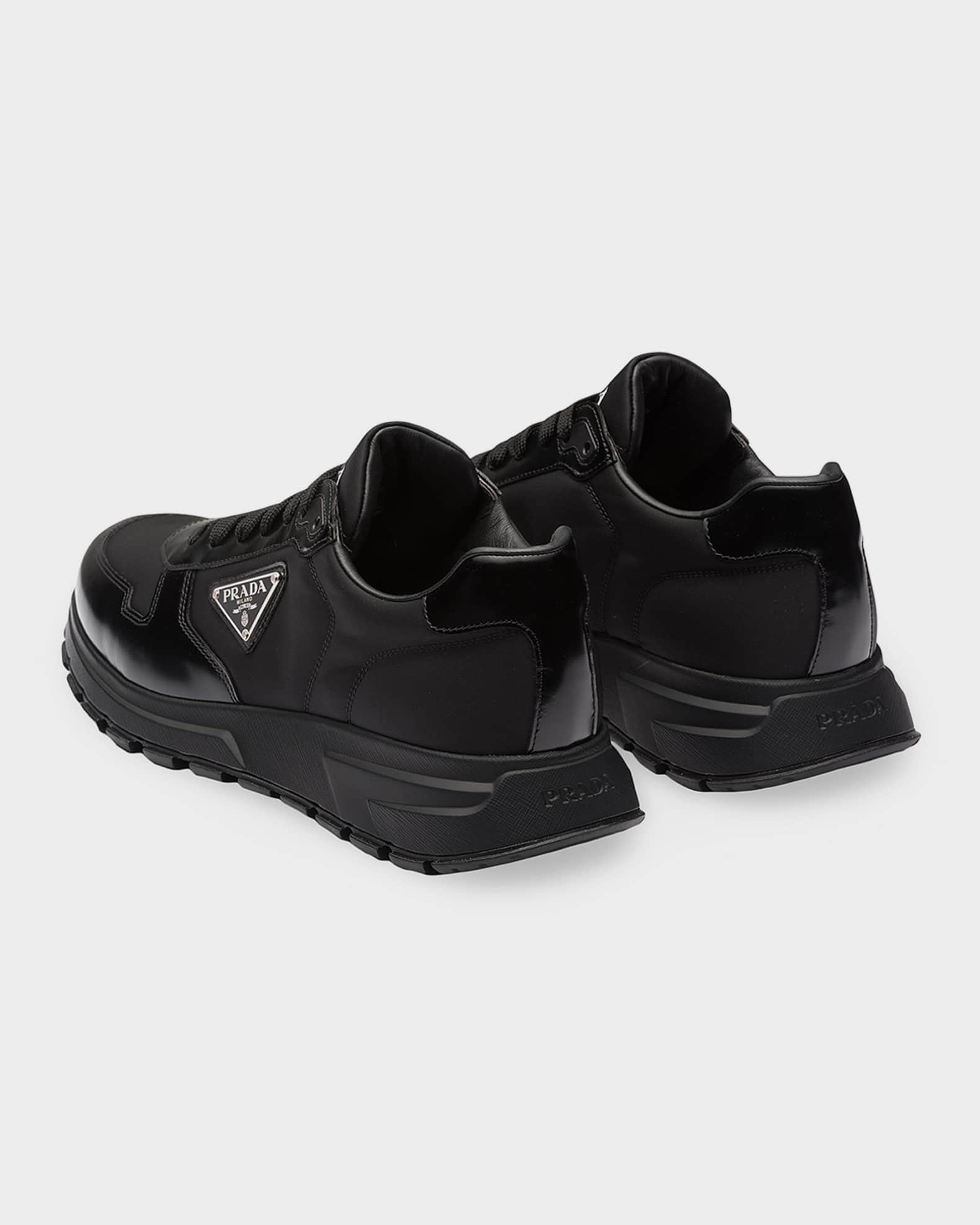 Prada Men's Re-Nylon & Brushed Leather Sneakers | Neiman Marcus